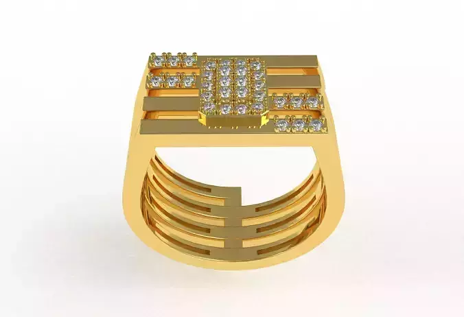 Emerald Shape Head Diamond Fancy Ring