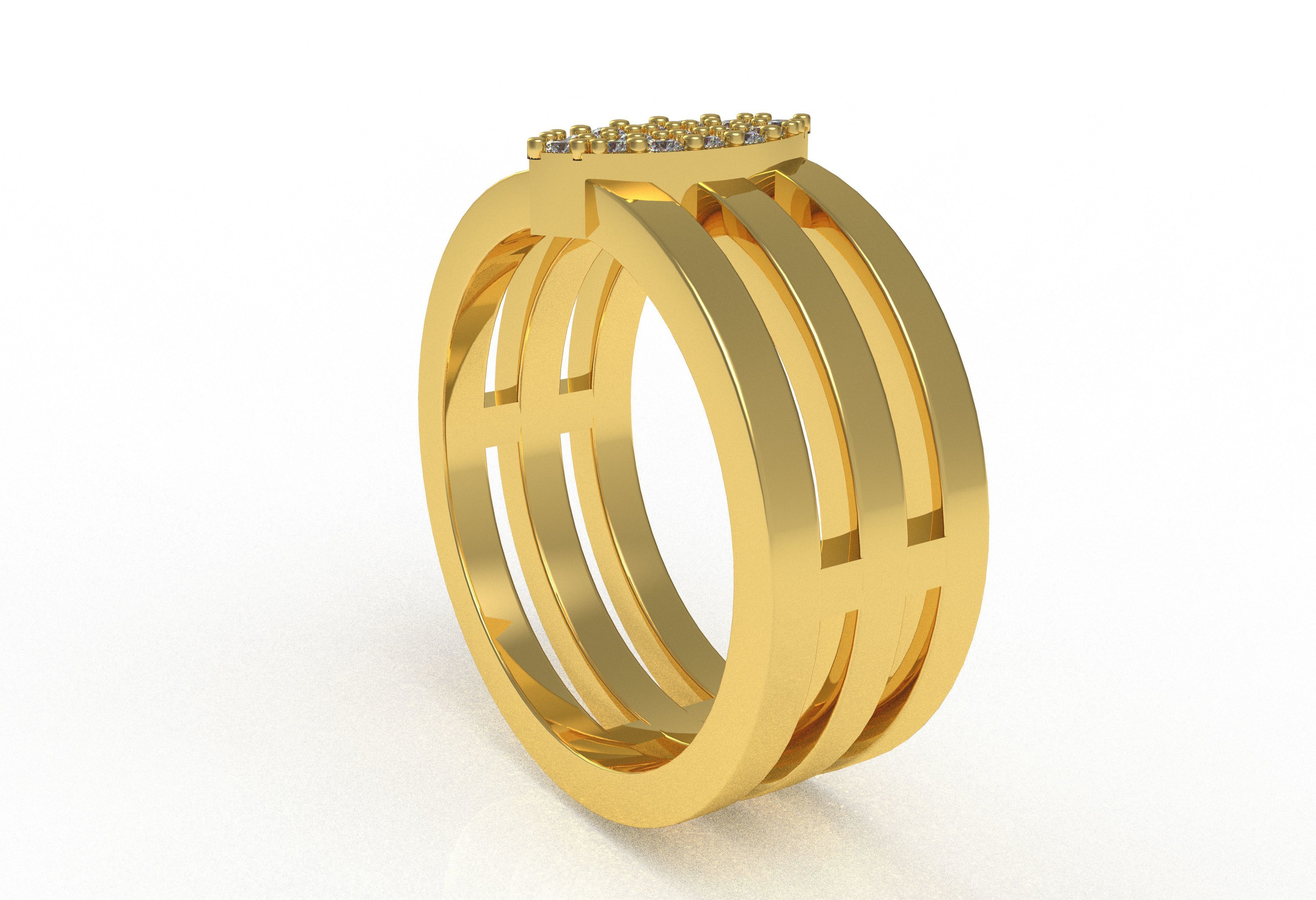 Marquise Head Triple Shank Diamond Ring 3D print model_7