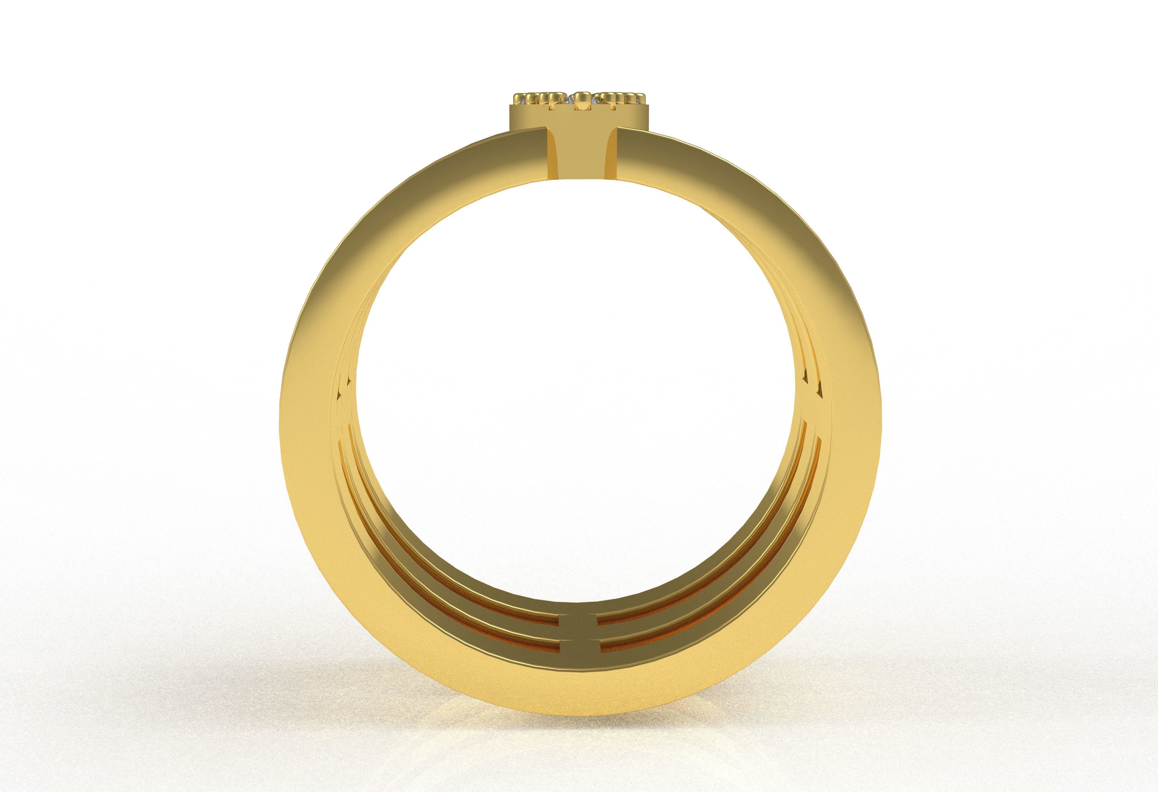 Marquise Head Triple Shank Diamond Ring 3D print model_5