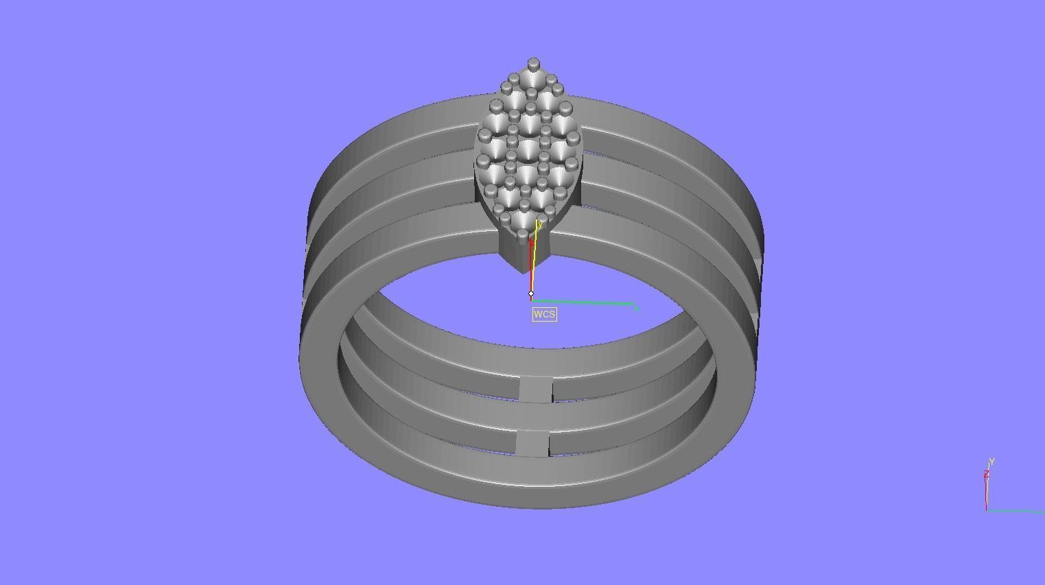 Marquise Head Triple Shank Diamond Ring 3D print model_34