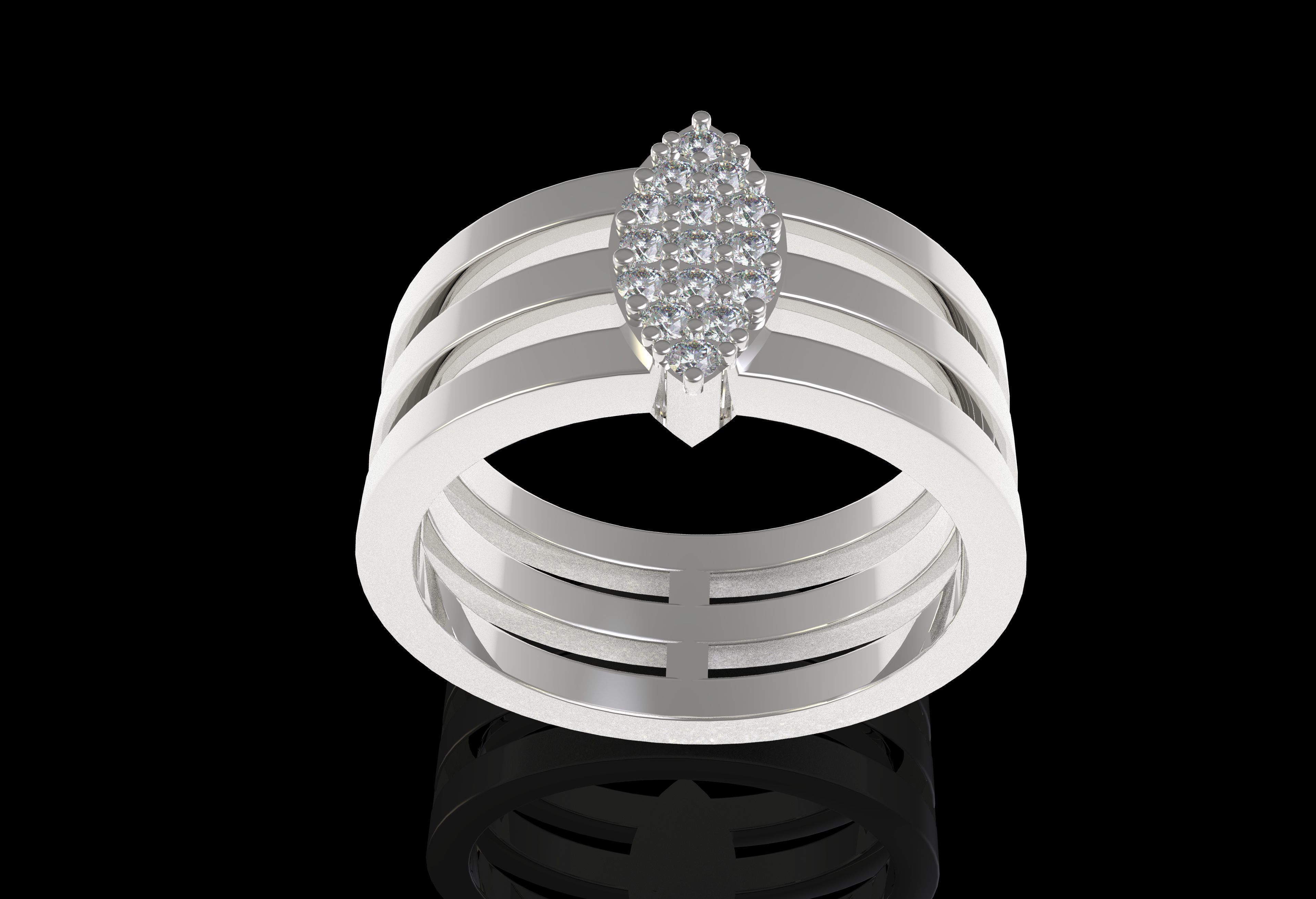 Marquise Head Triple Shank Diamond Ring 3D print model_24