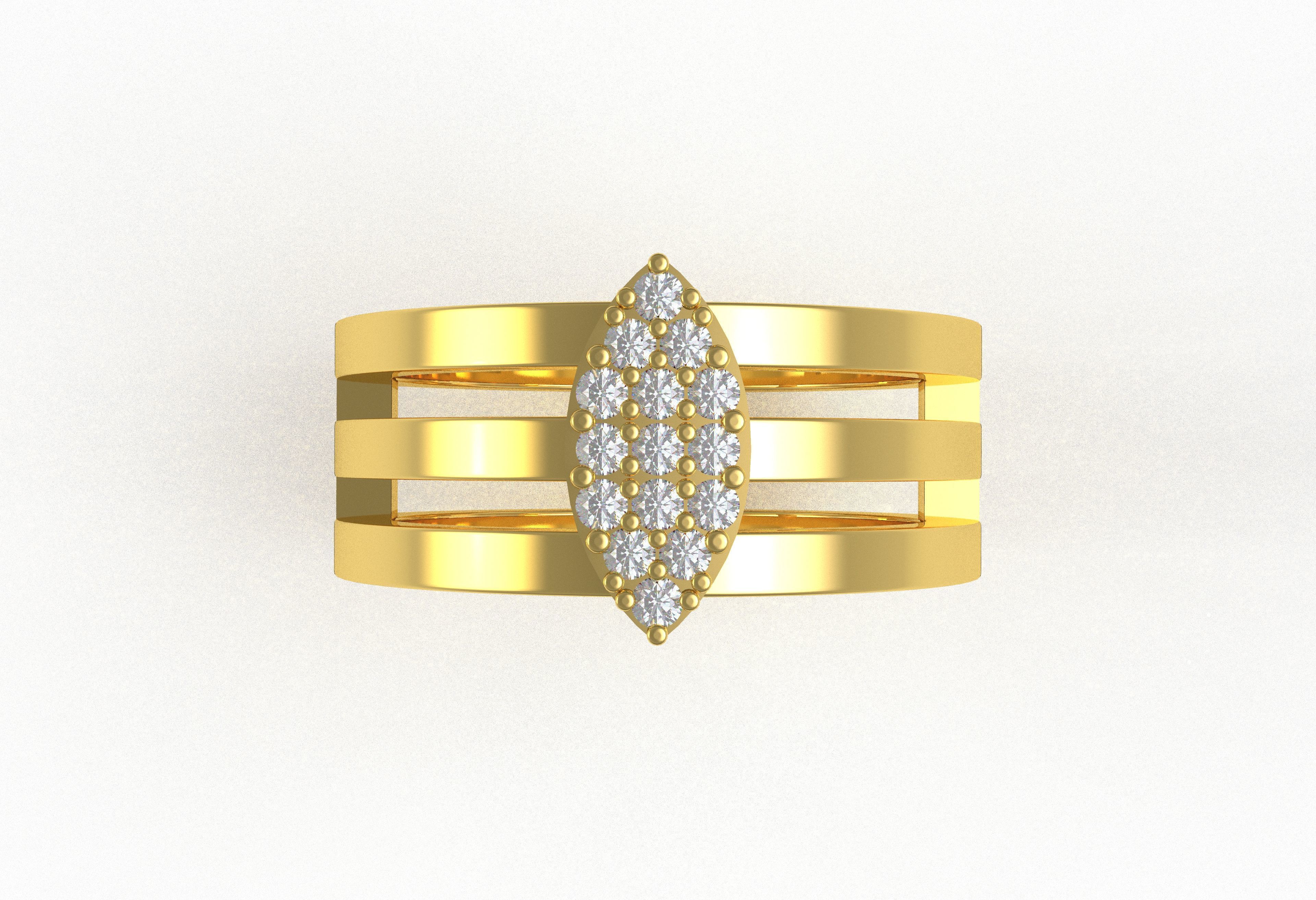 Marquise Head Triple Shank Diamond Ring 3D print model_4