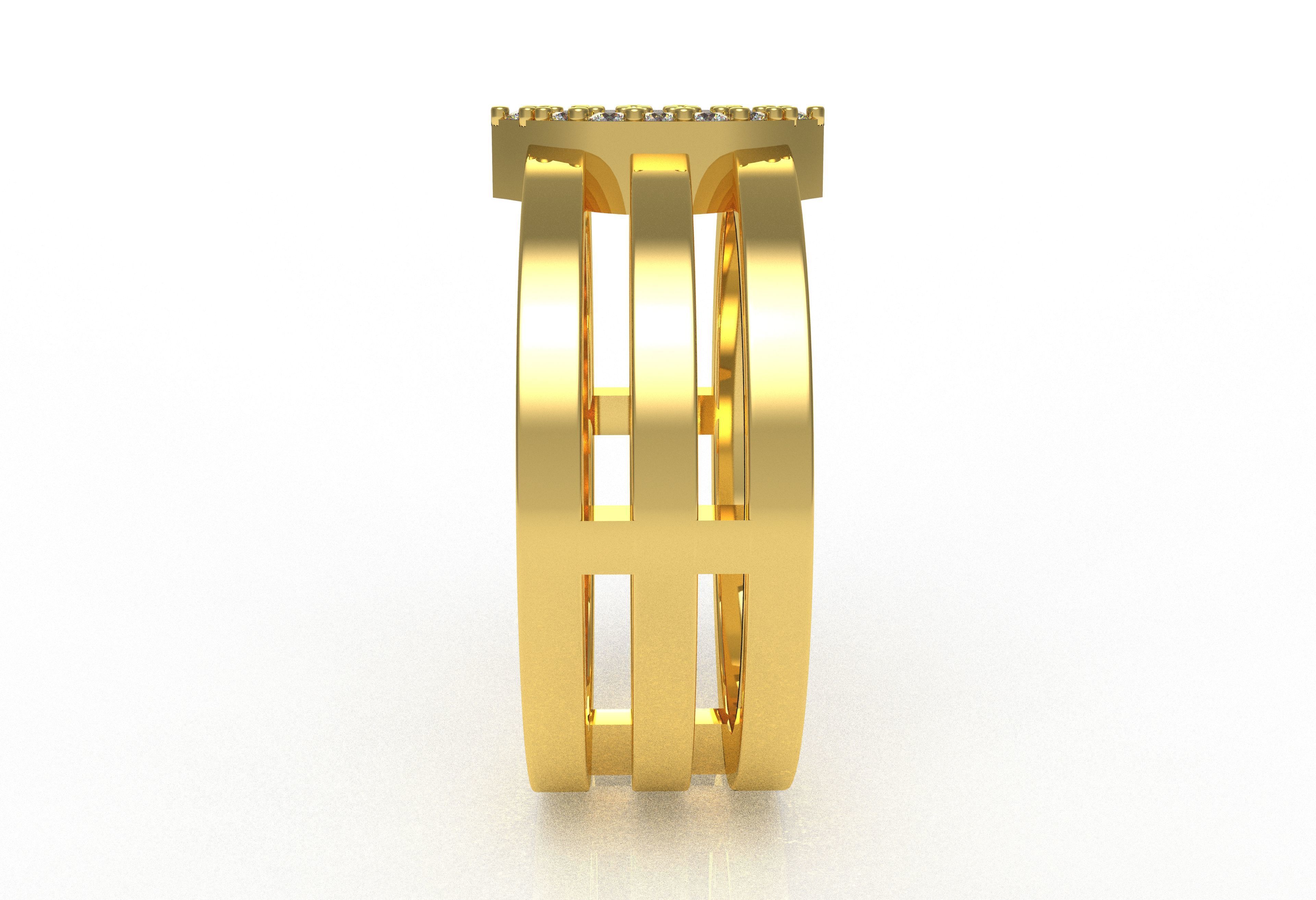 Marquise Head Triple Shank Diamond Ring 3D print model_6