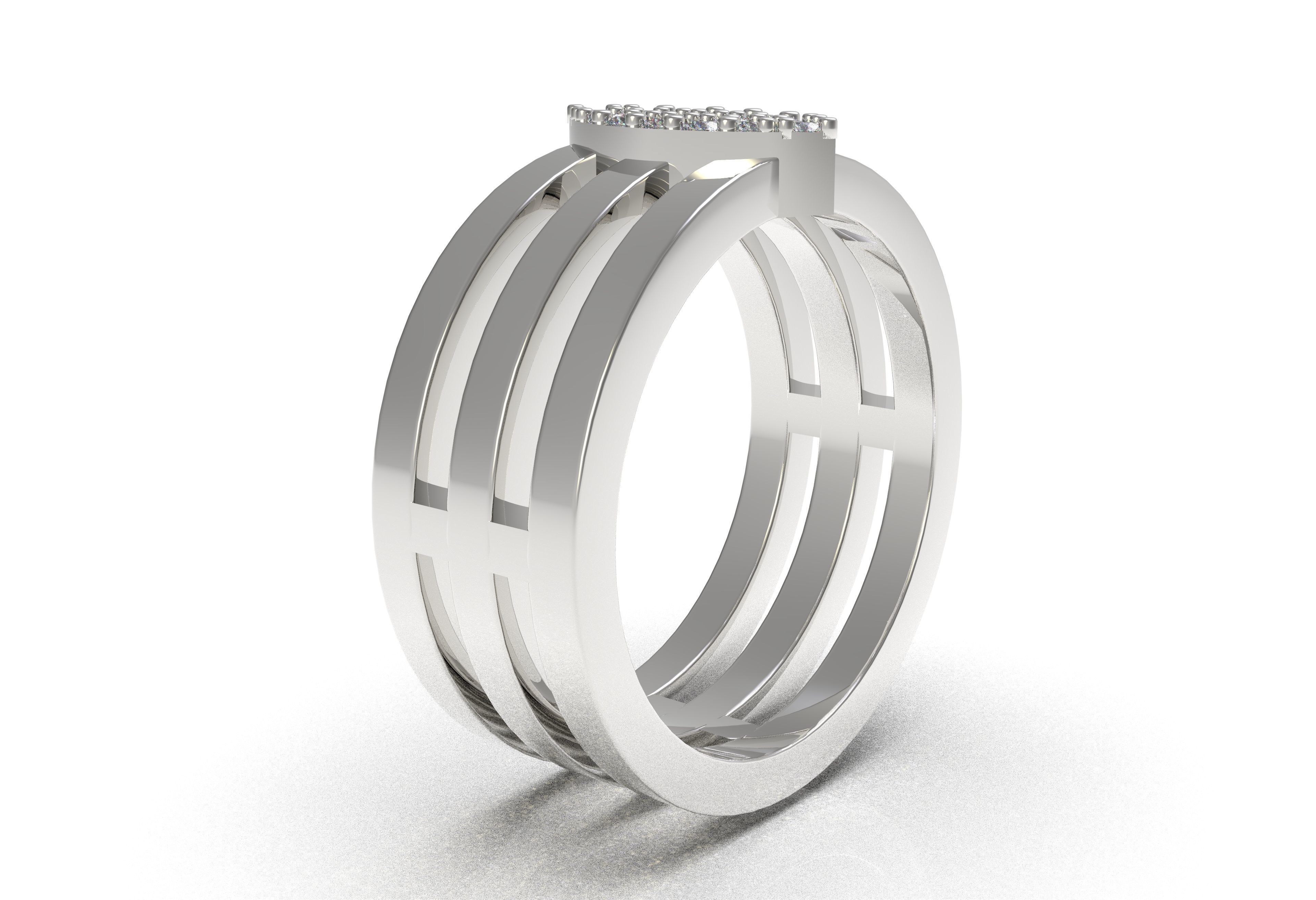 Marquise Head Triple Shank Diamond Ring 3D print model_13