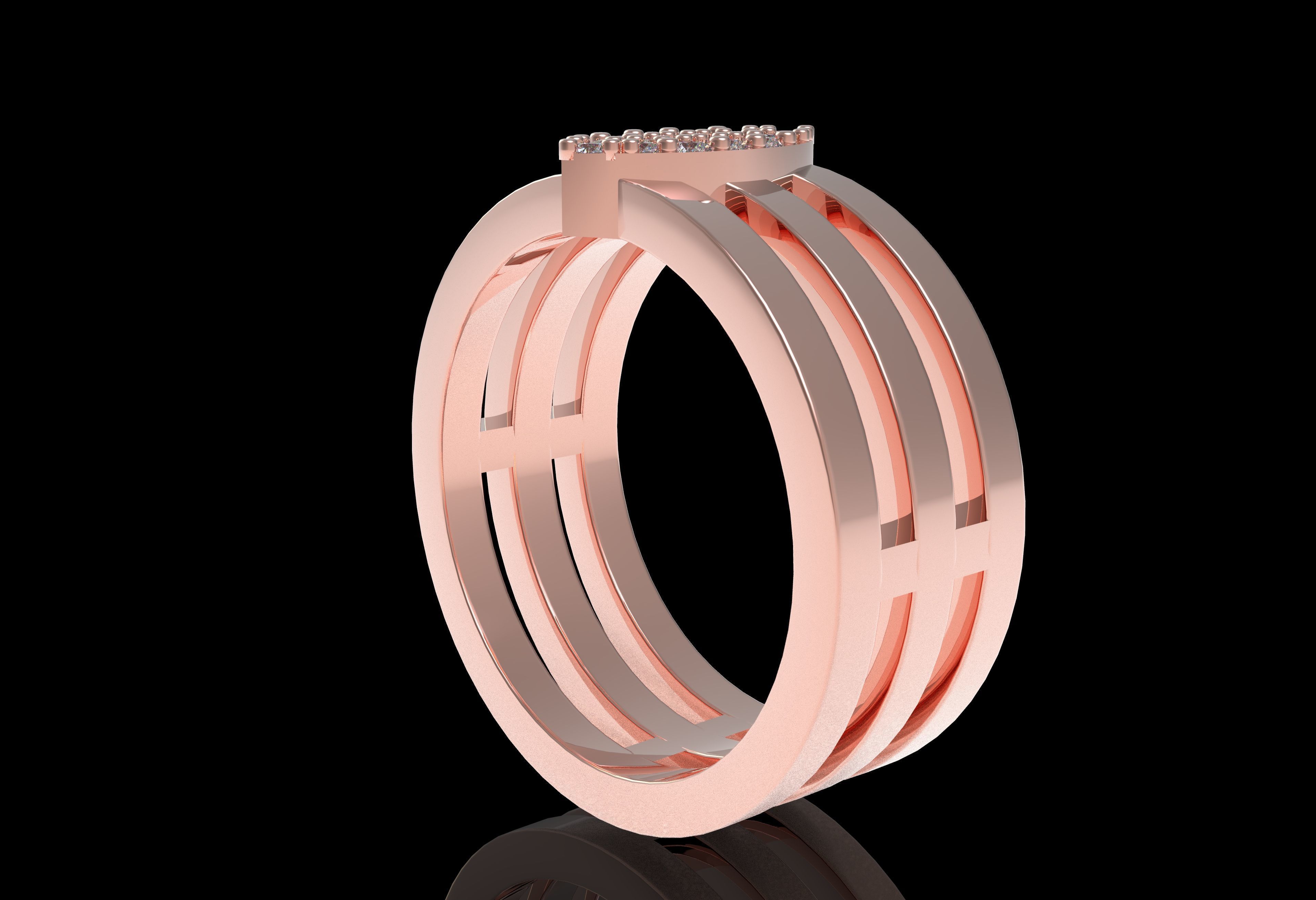 Marquise Head Triple Shank Diamond Ring 3D print model_32