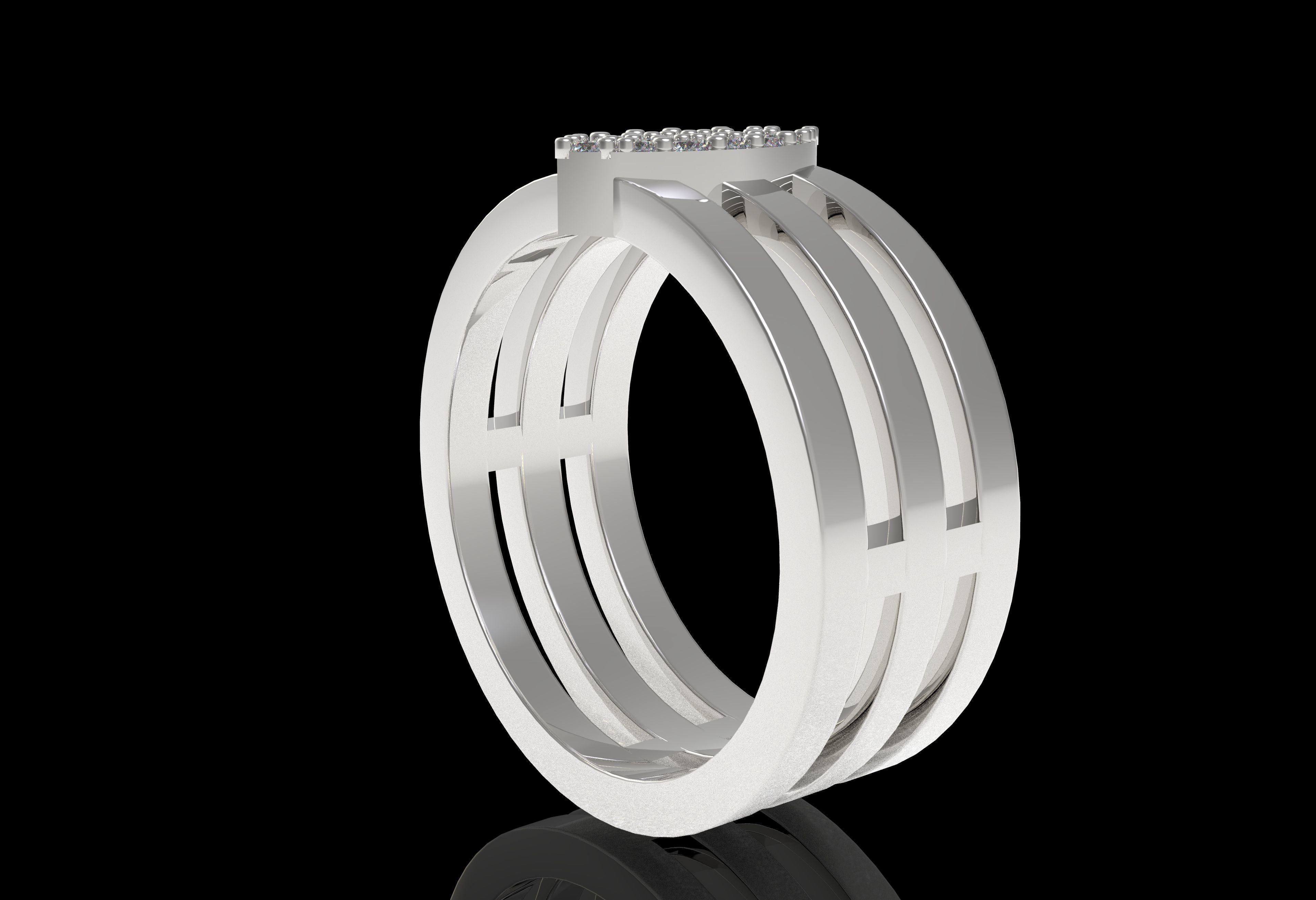 Marquise Head Triple Shank Diamond Ring 3D print model_27