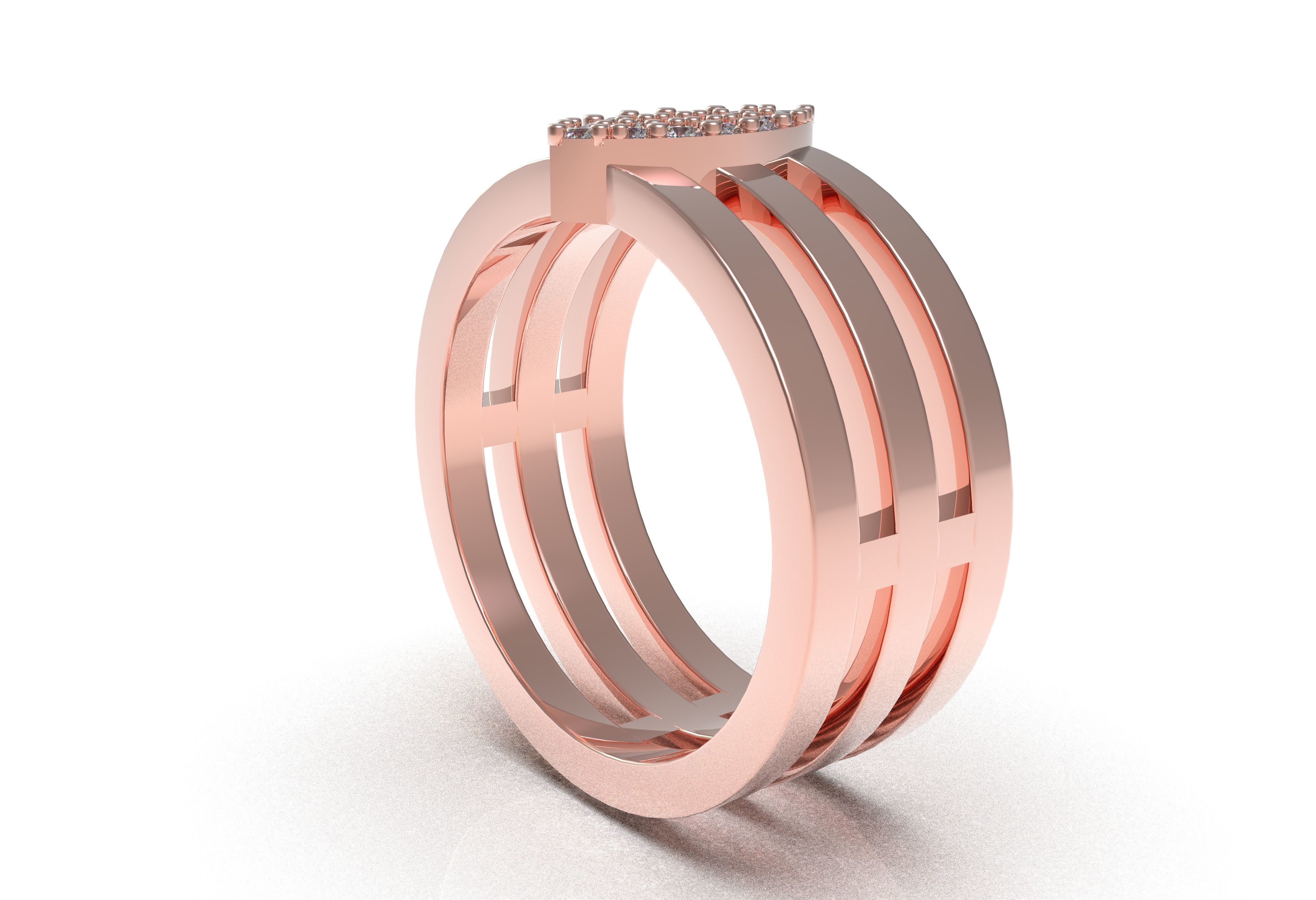 Marquise Head Triple Shank Diamond Ring 3D print model_17