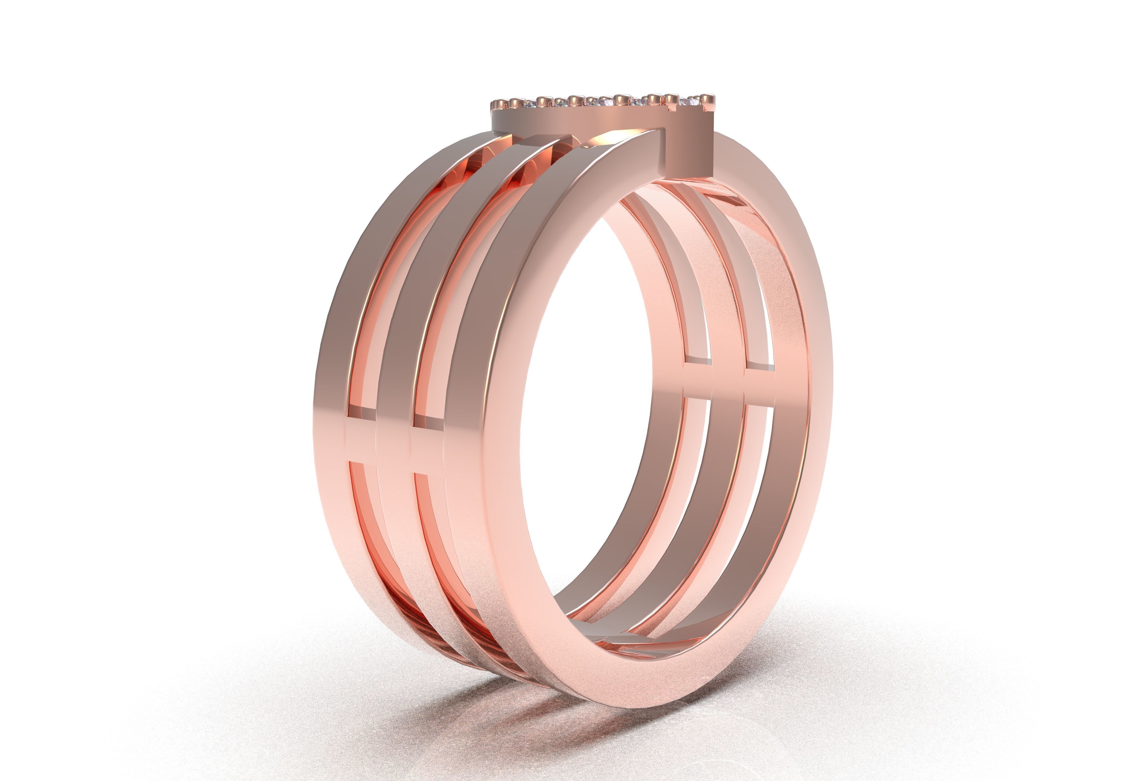 Marquise Head Triple Shank Diamond Ring 3D print model_18