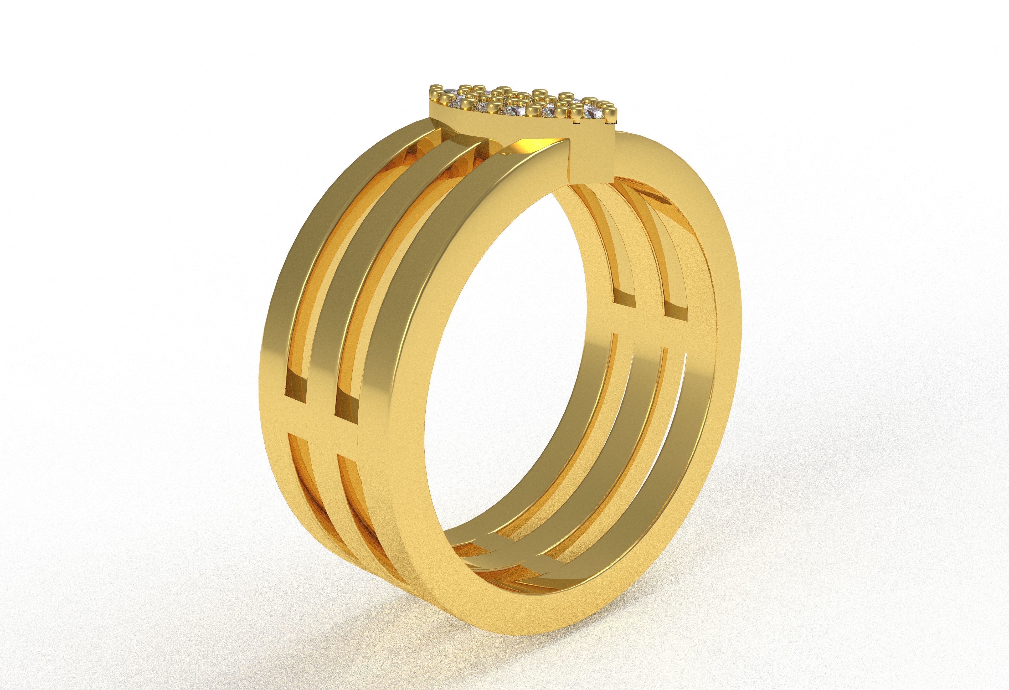 Marquise Head Triple Shank Diamond Ring 3D print model_8