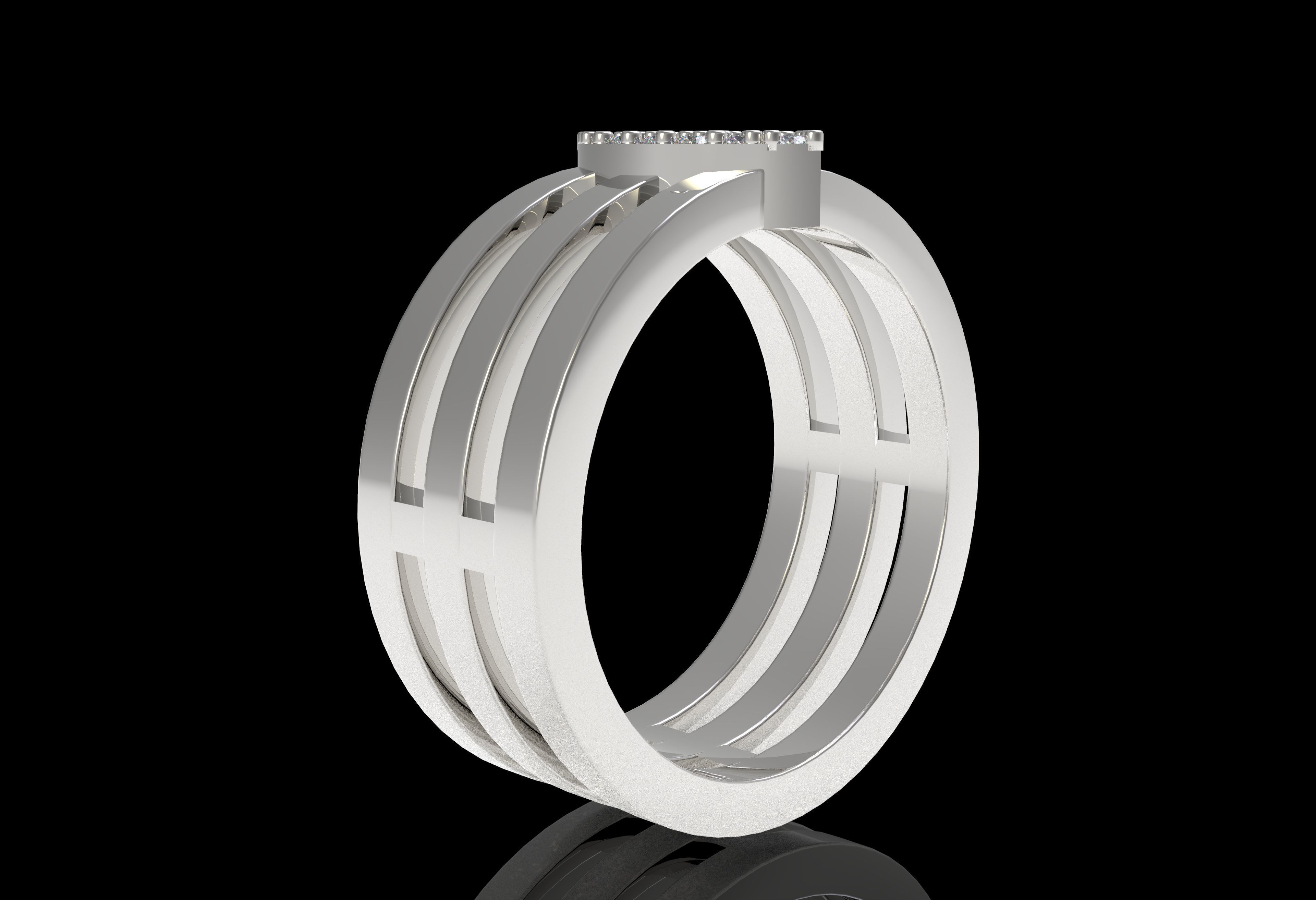 Marquise Head Triple Shank Diamond Ring 3D print model_28