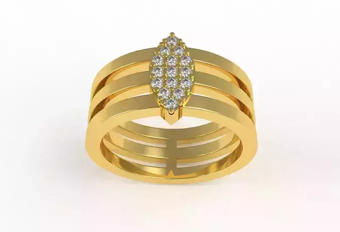 Marquise Head Triple Shank Diamond Ring