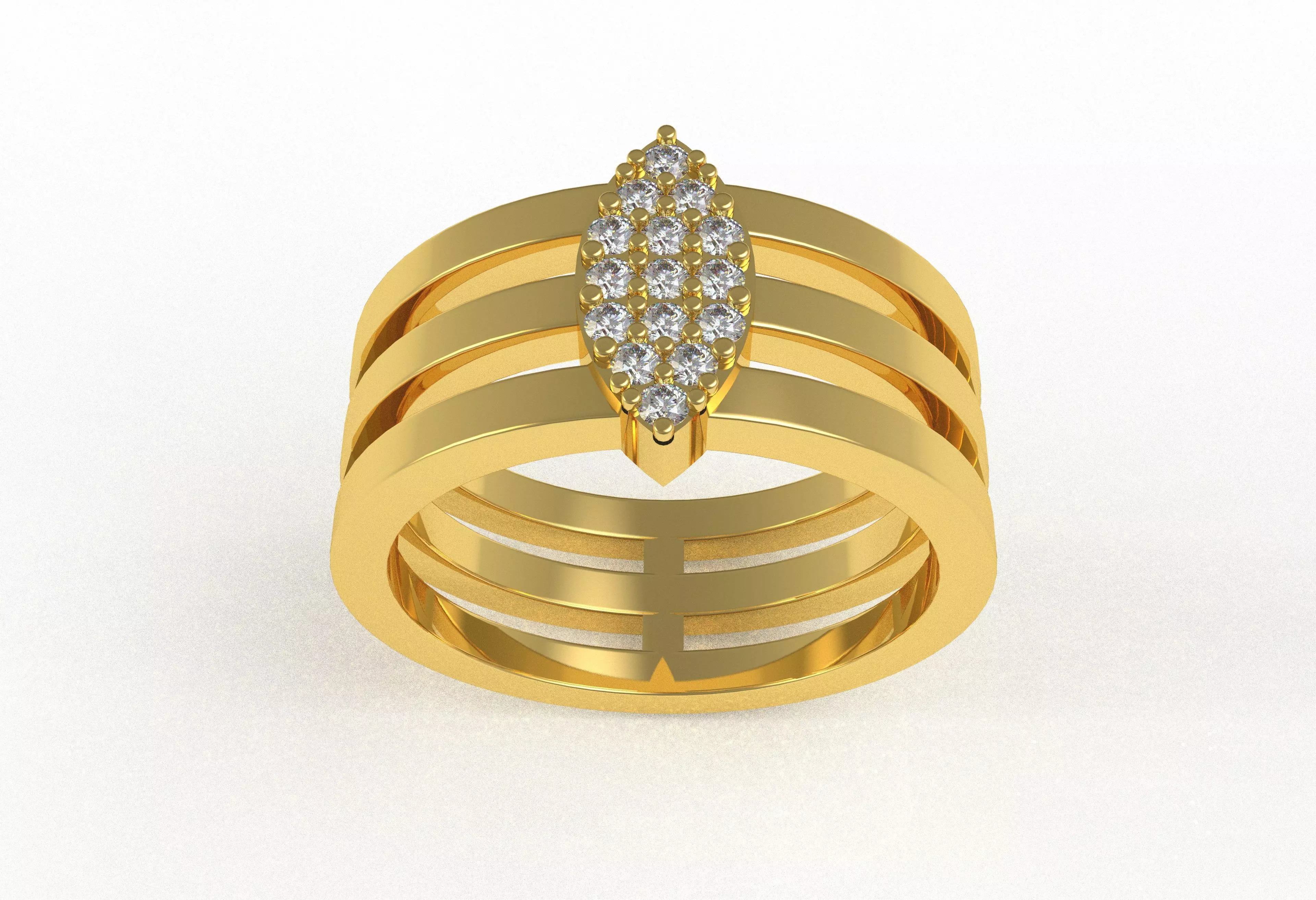 Marquise Head Triple Shank Diamond Ring 3D print model_0