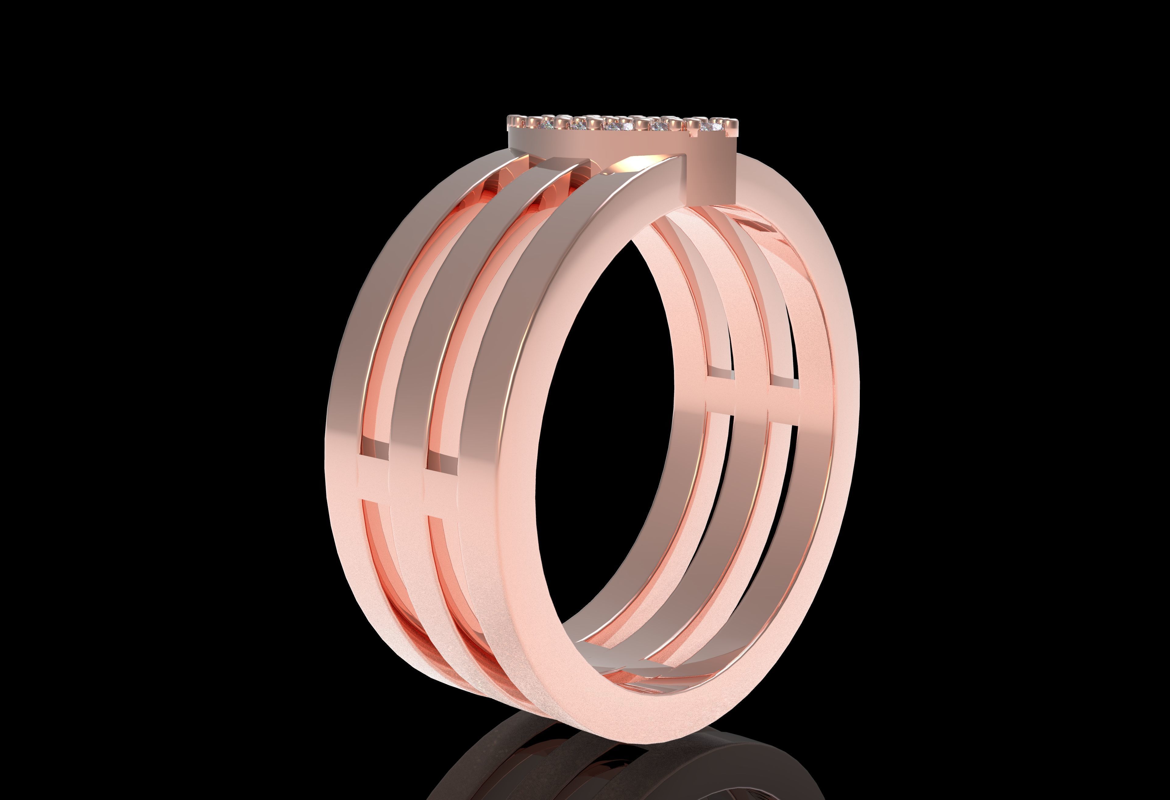 Marquise Head Triple Shank Diamond Ring 3D print model_33