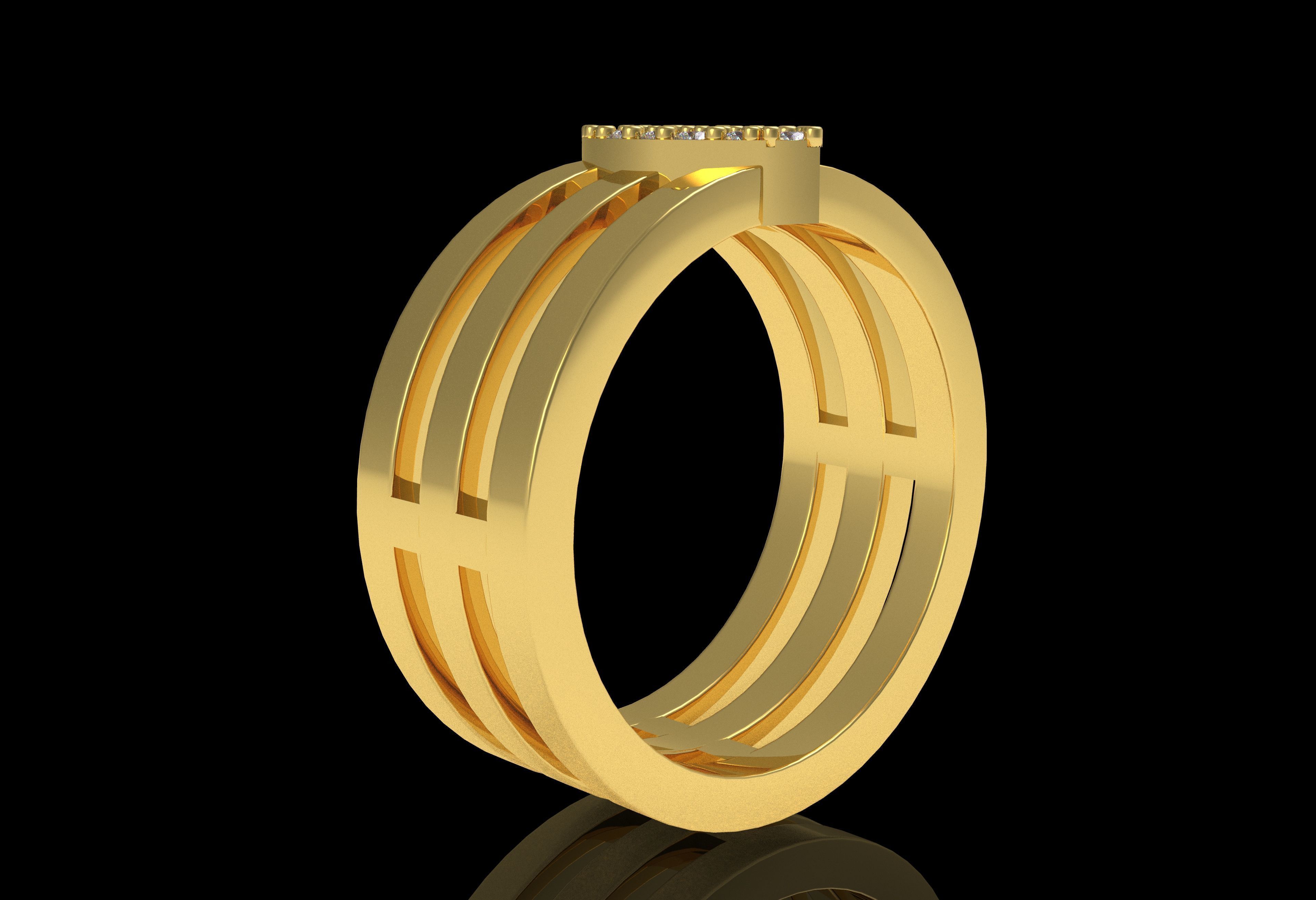 Marquise Head Triple Shank Diamond Ring 3D print model_23