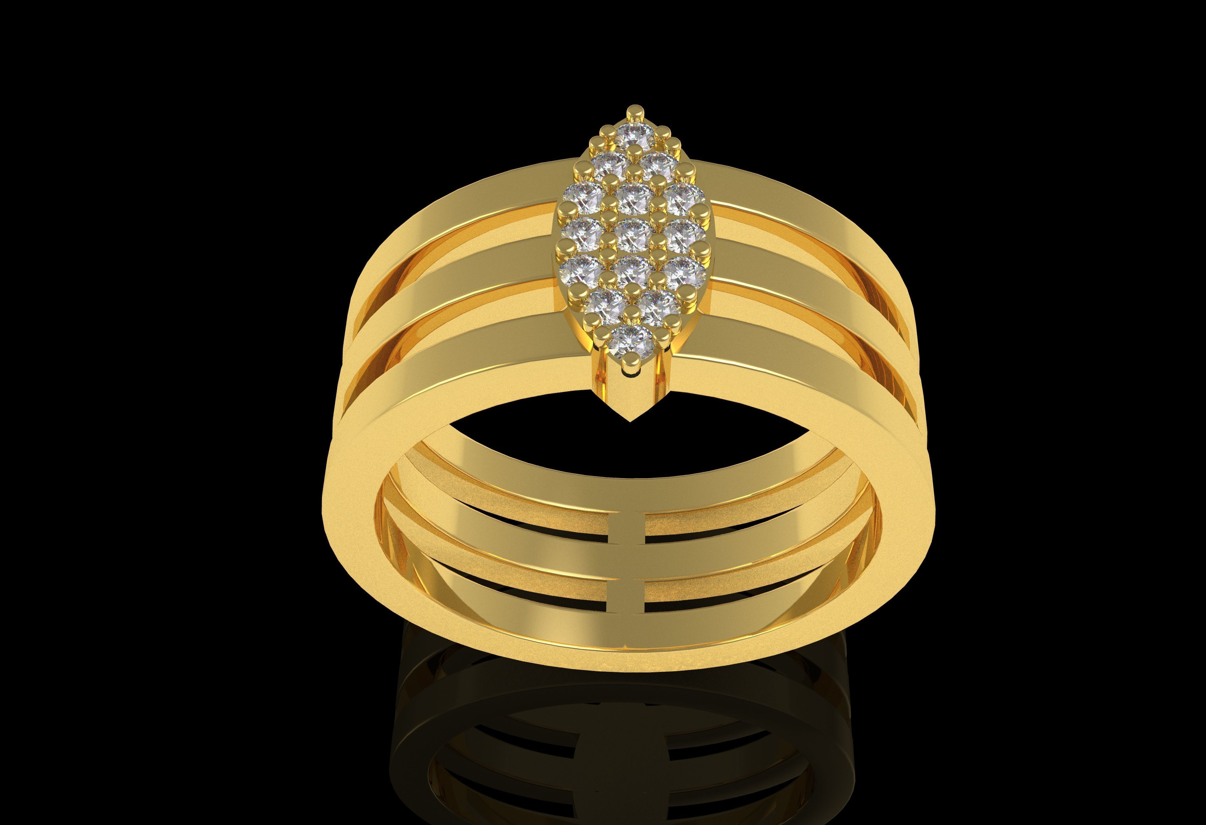 Marquise Head Triple Shank Diamond Ring 3D print model_19