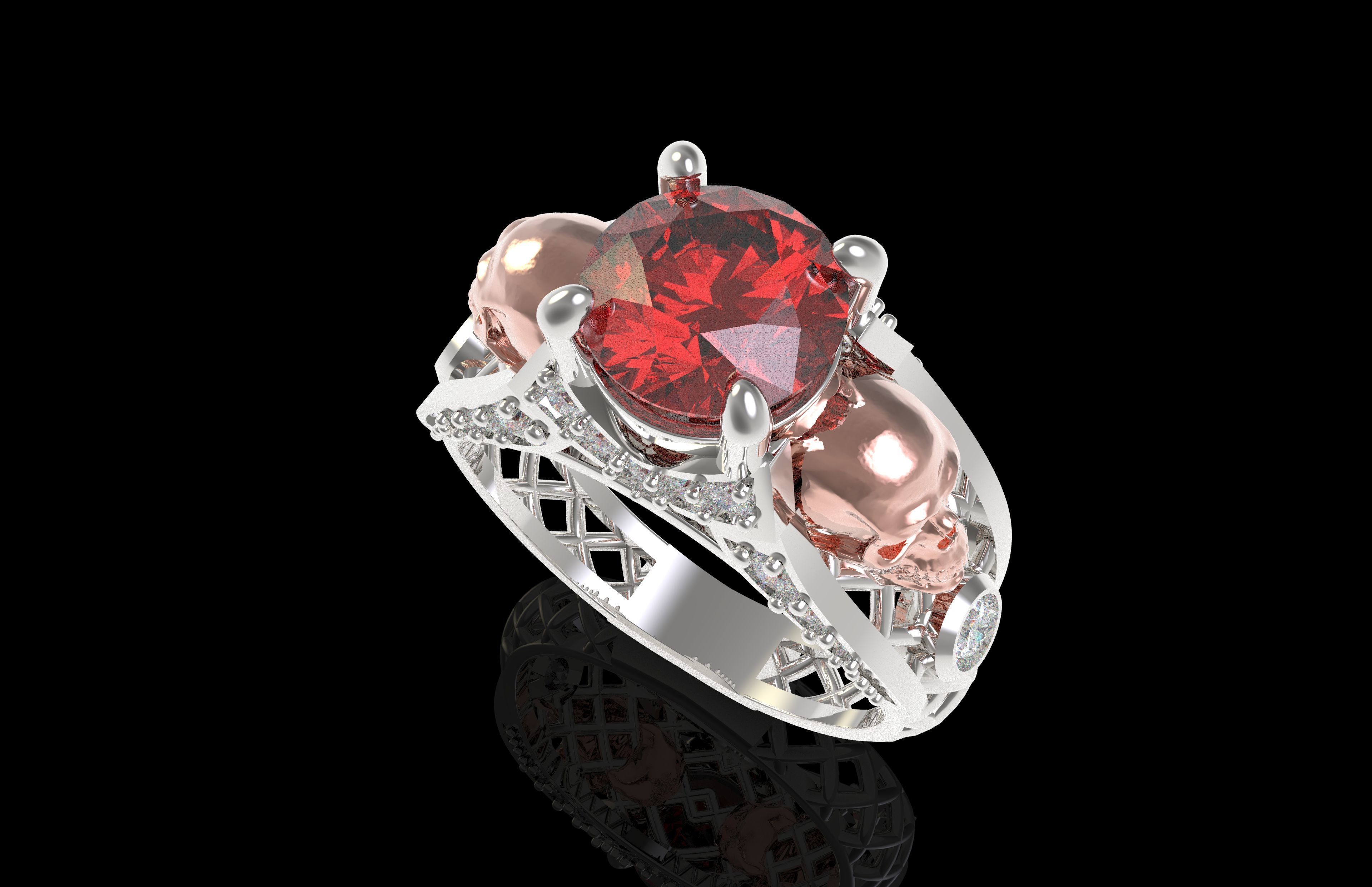 Skull Wedding Ring 3D print model_25