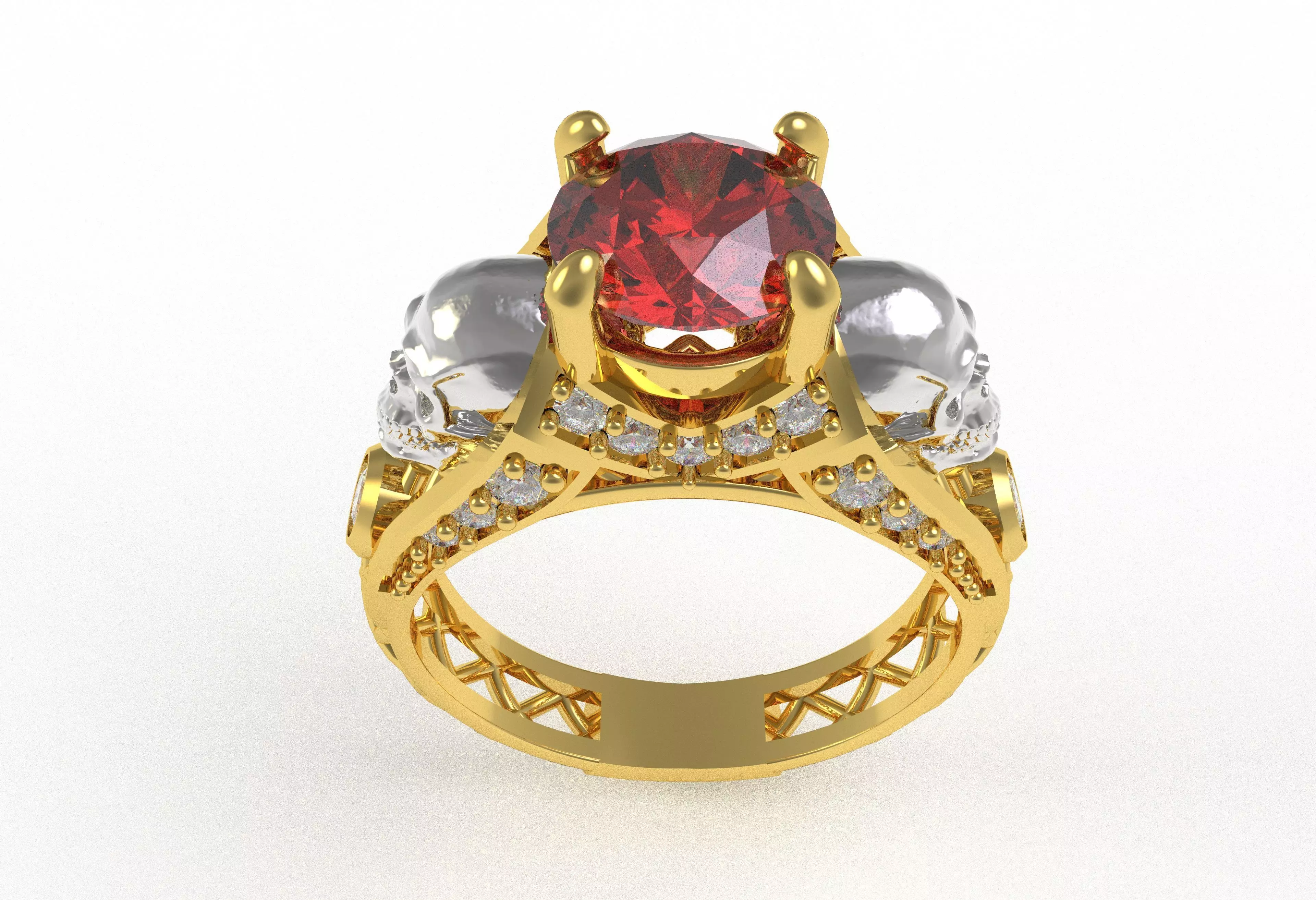 Skull Wedding Ring 3D print model_0