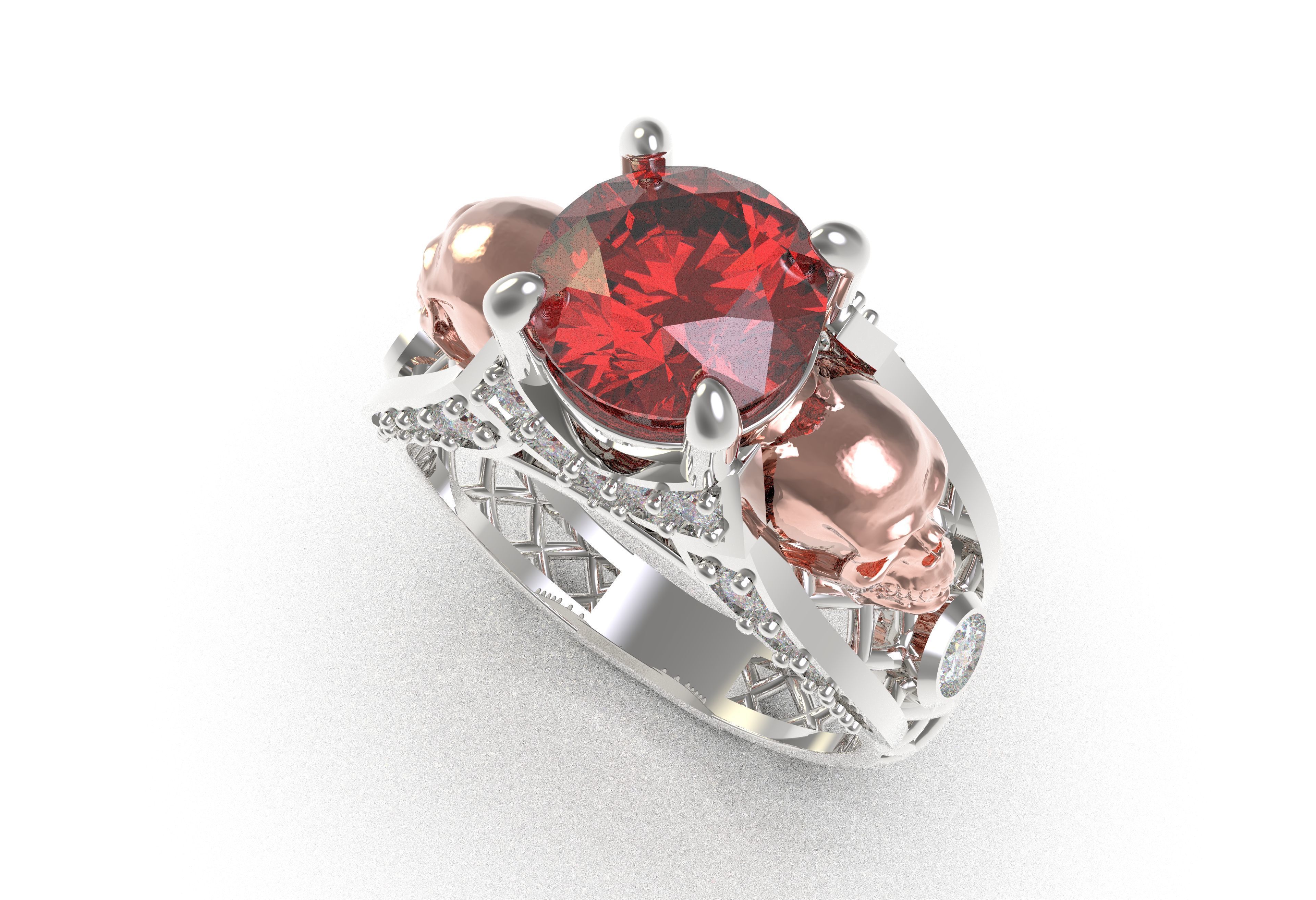 Skull Wedding Ring 3D print model_10