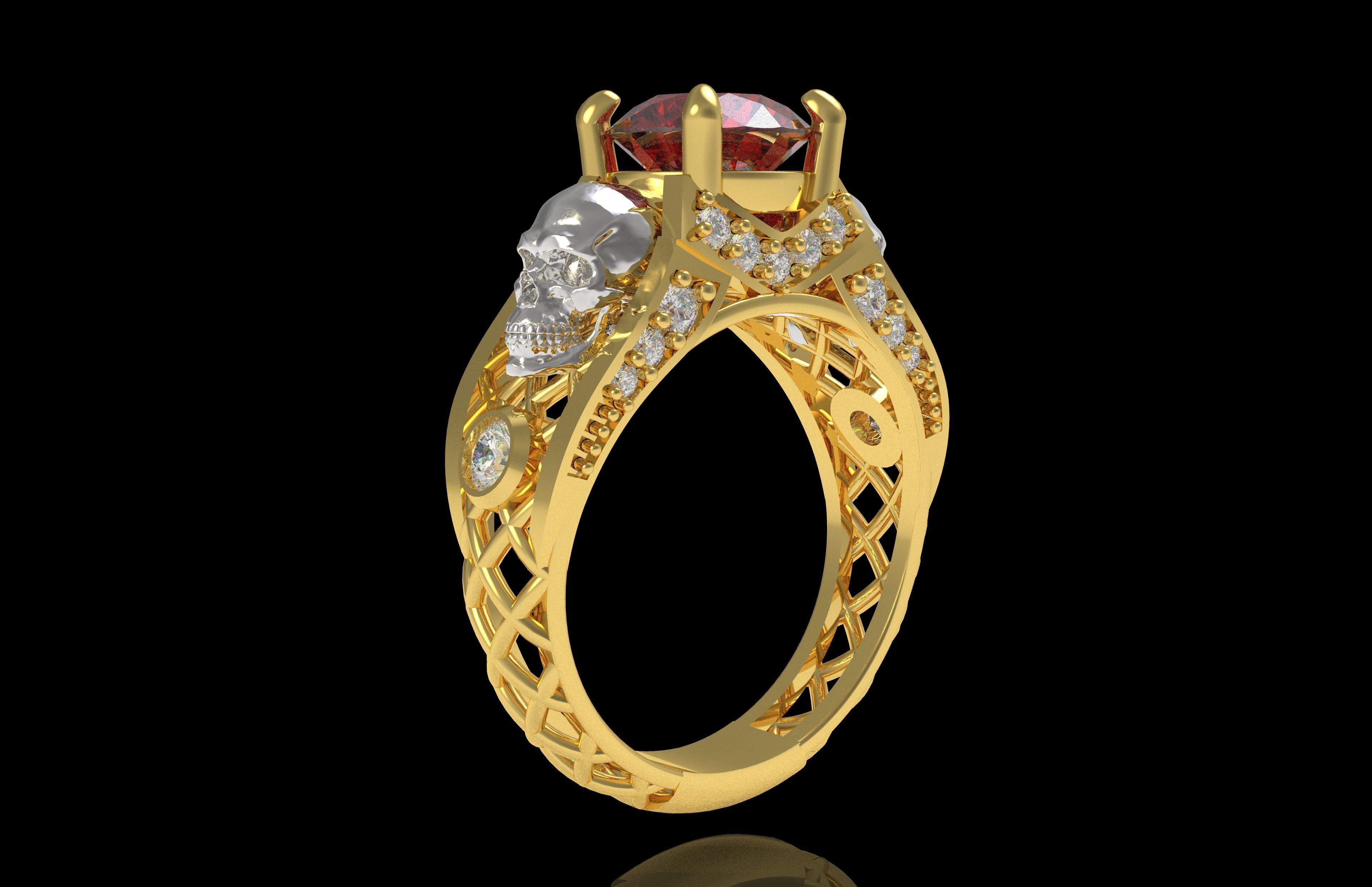 Skull Wedding Ring 3D print model_33