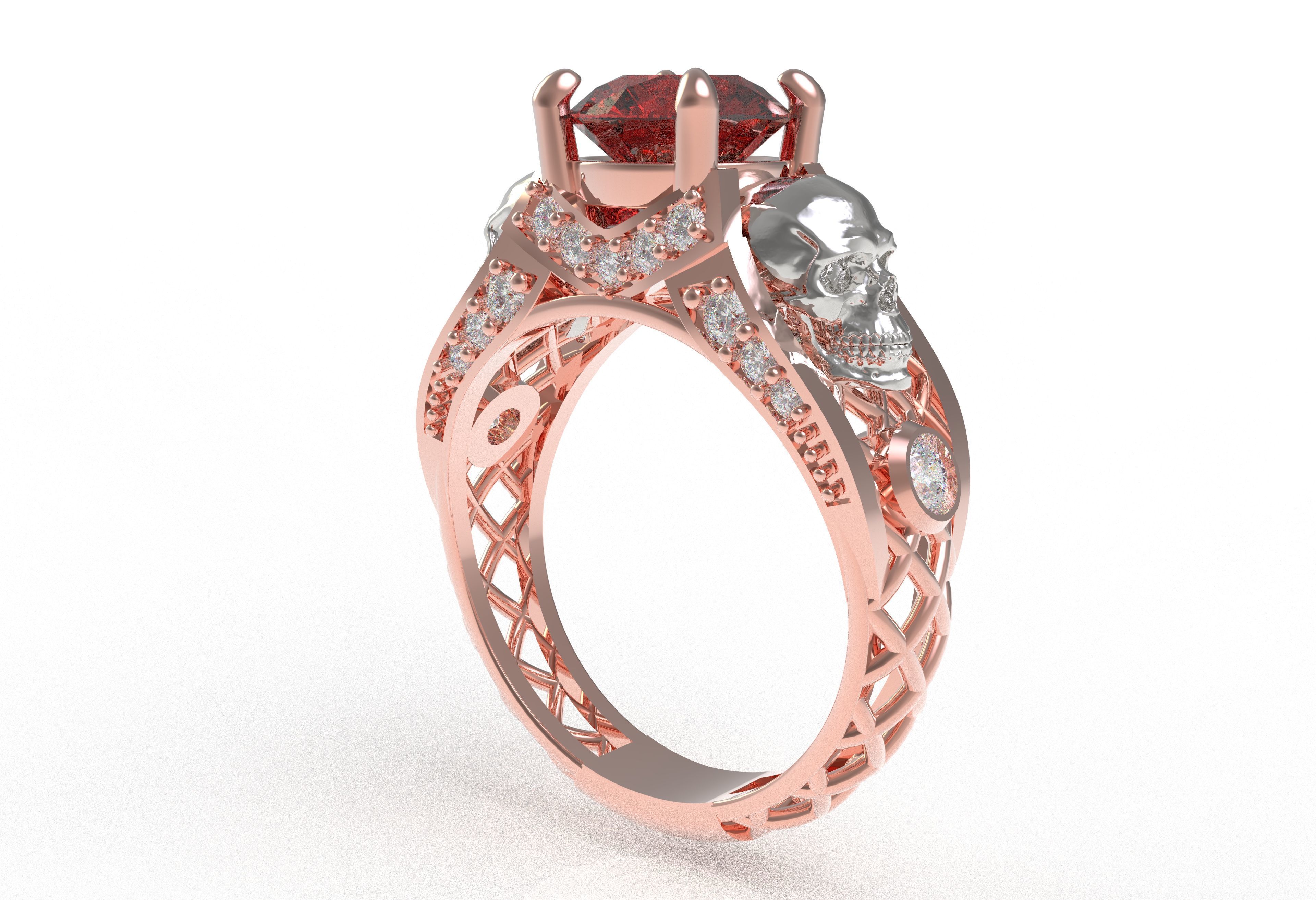 Skull Wedding Ring 3D print model_17