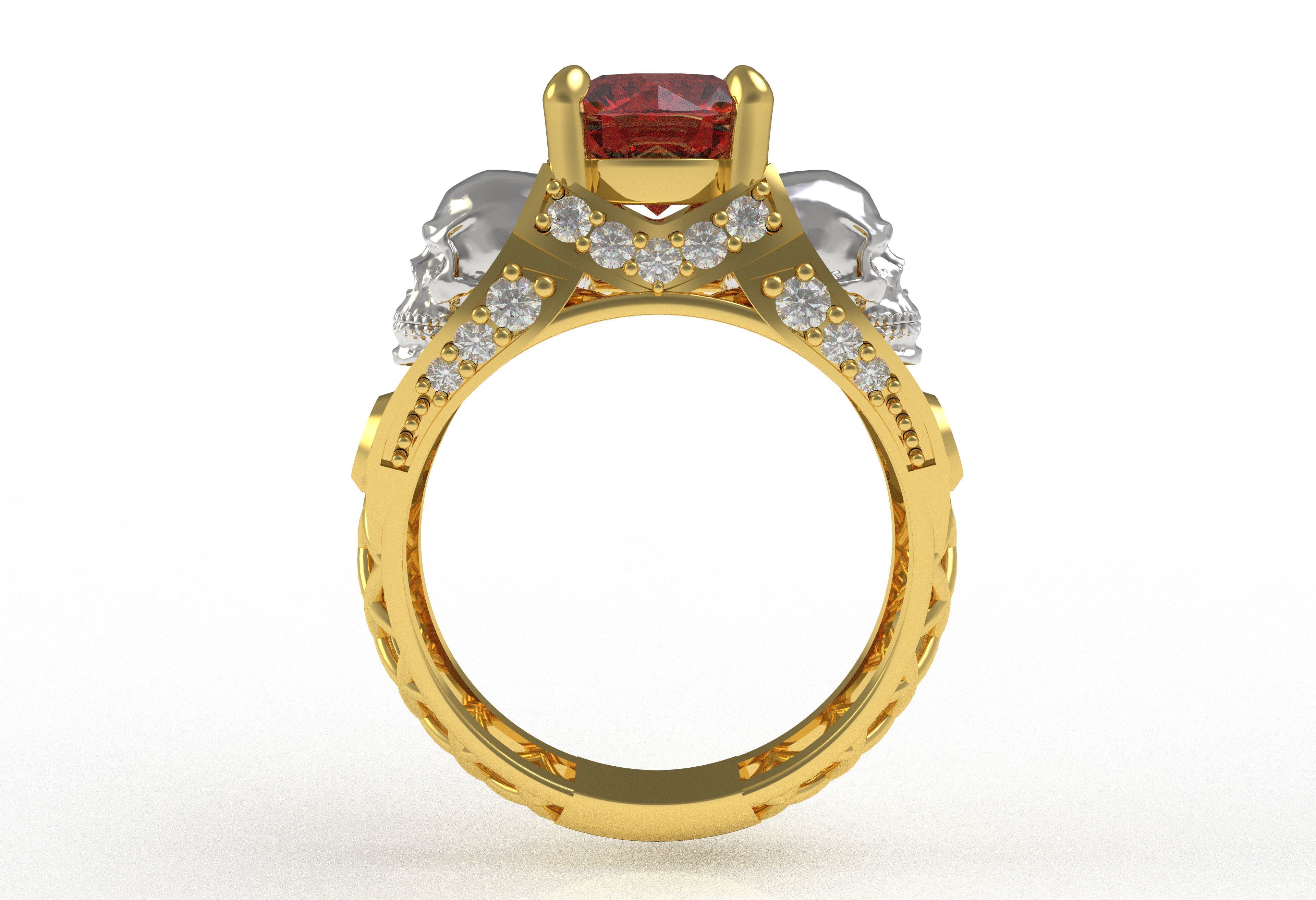 Skull Wedding Ring 3D print model_5