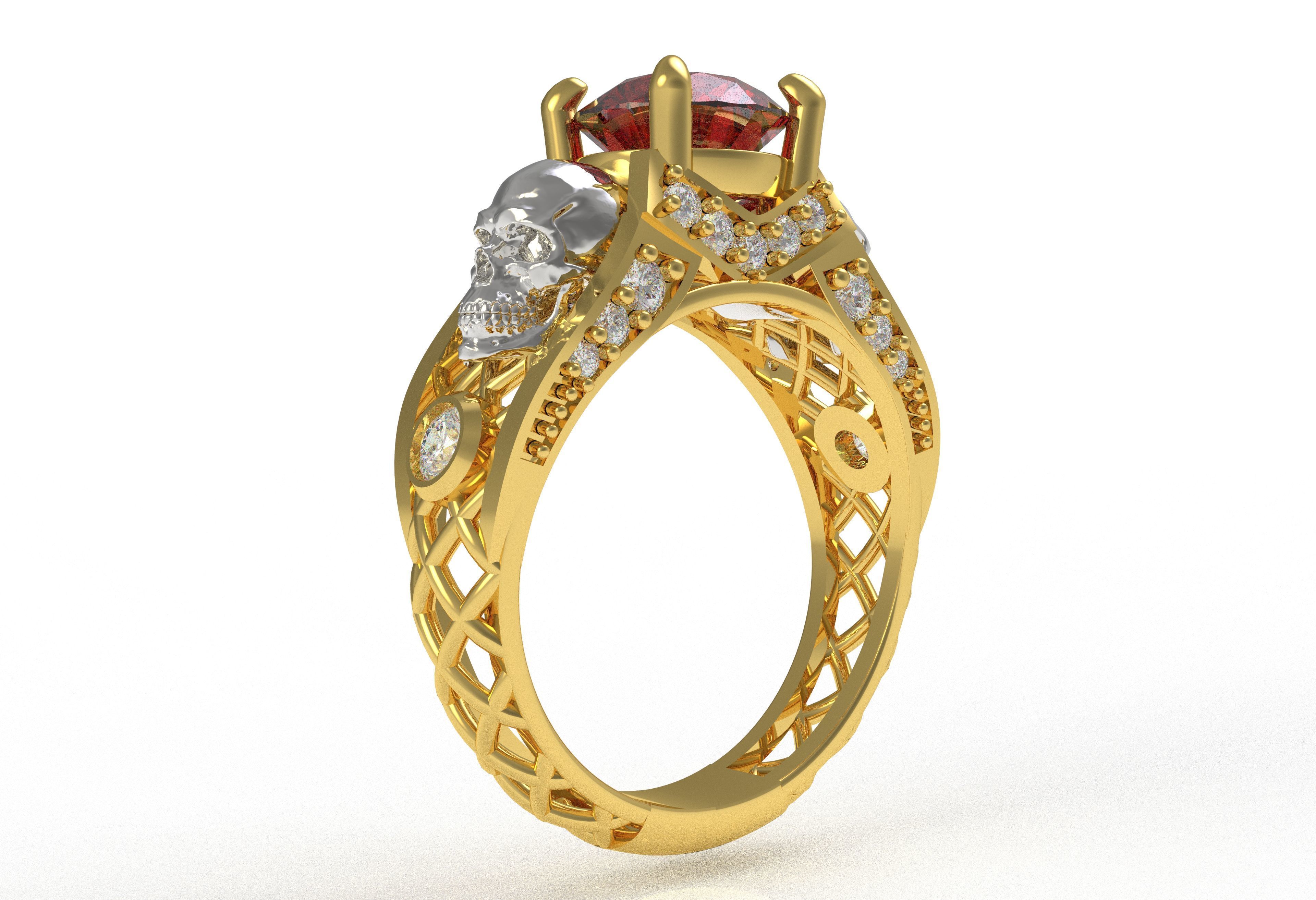 Skull Wedding Ring 3D print model_8