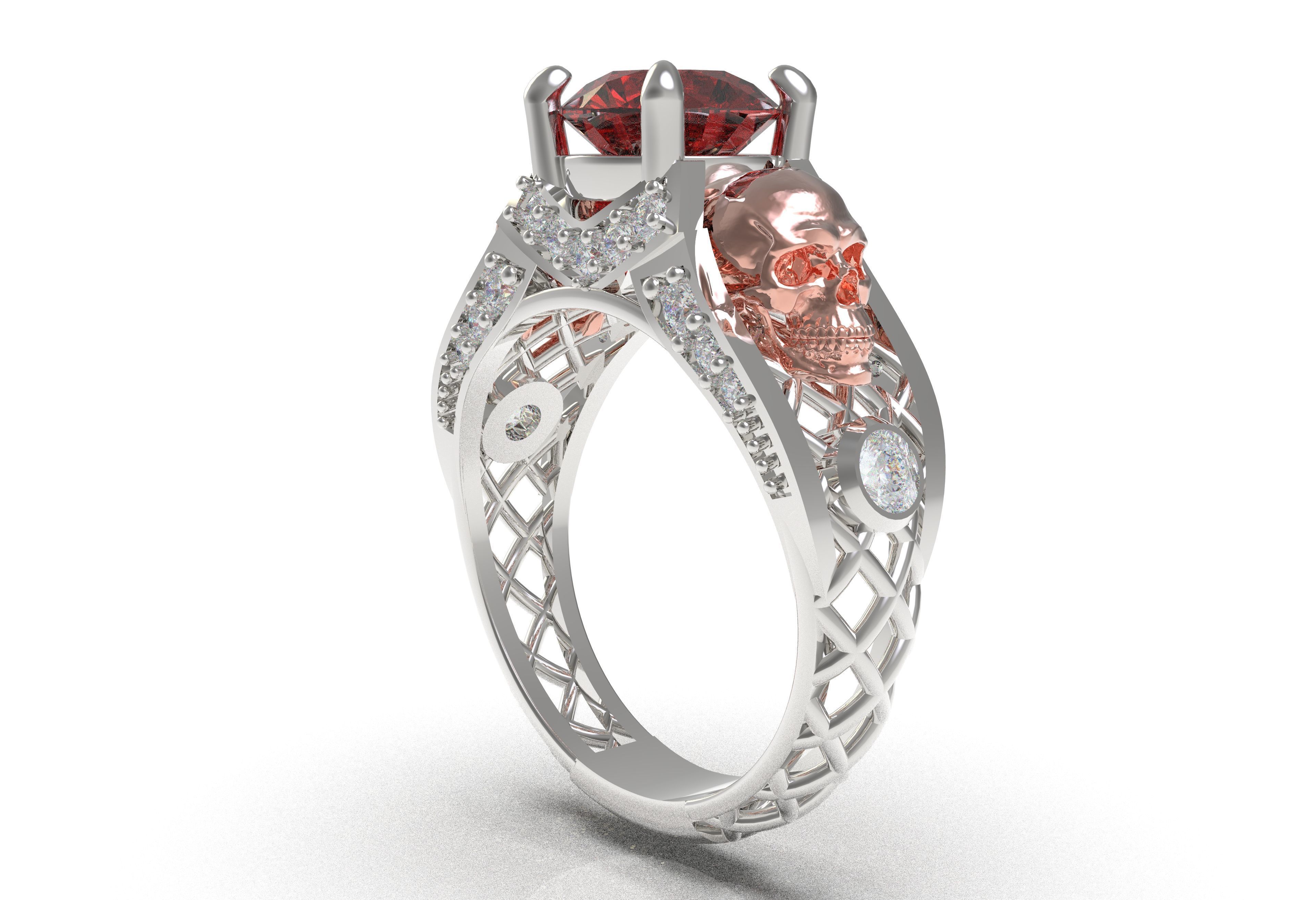 Skull Wedding Ring 3D print model_12