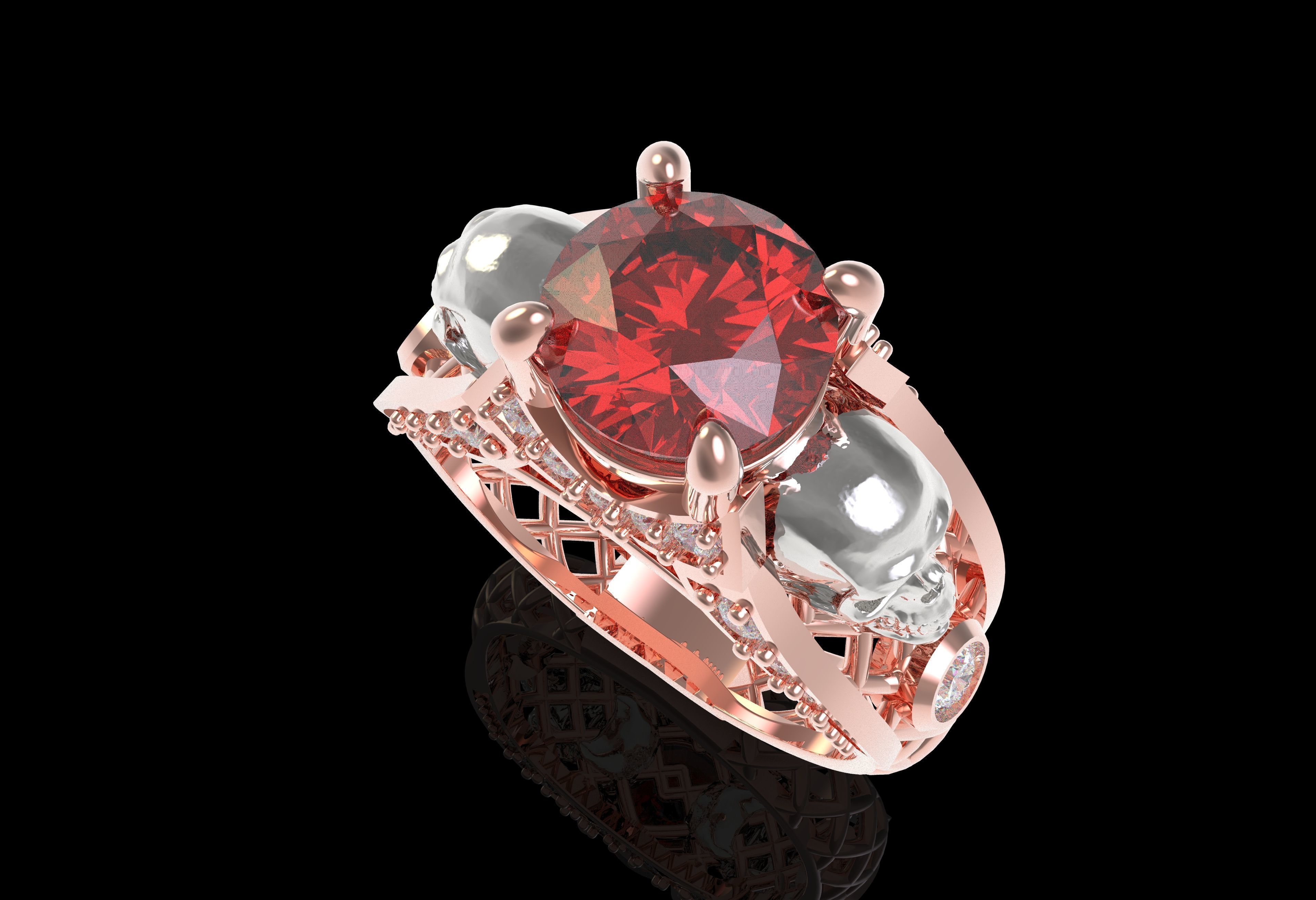 Skull Wedding Ring 3D print model_20