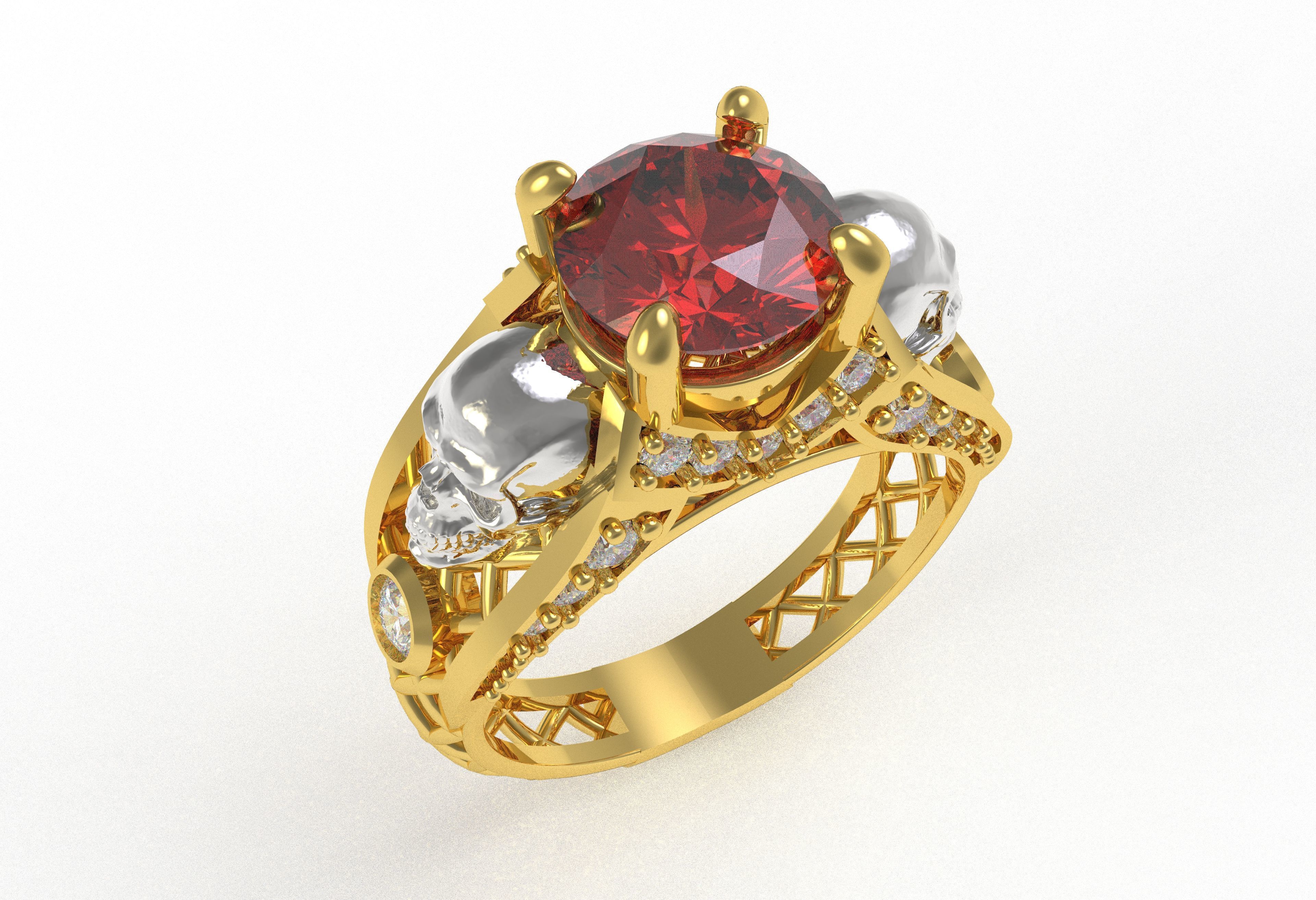 Skull Wedding Ring 3D print model_2