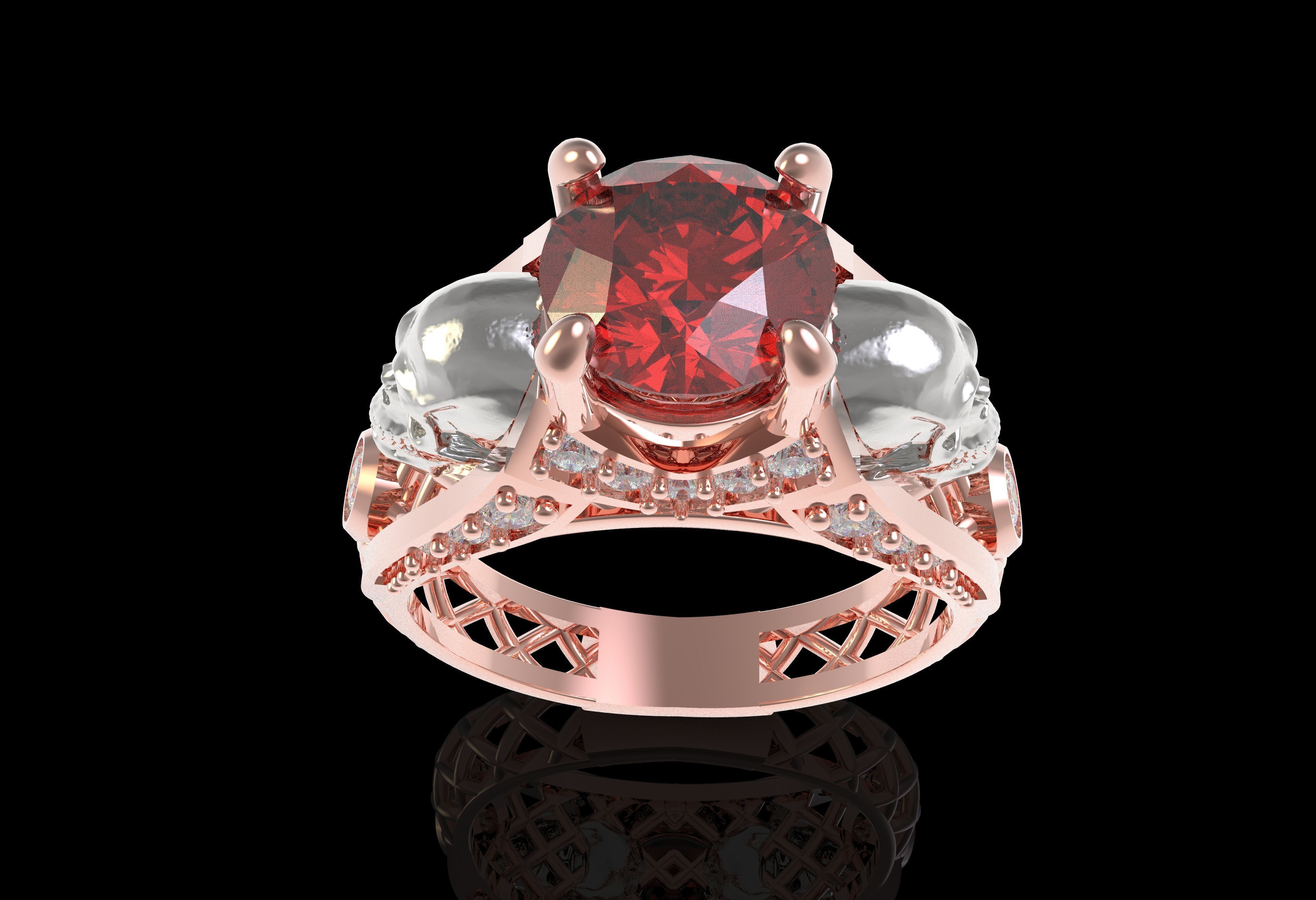 Skull Wedding Ring 3D print model_19