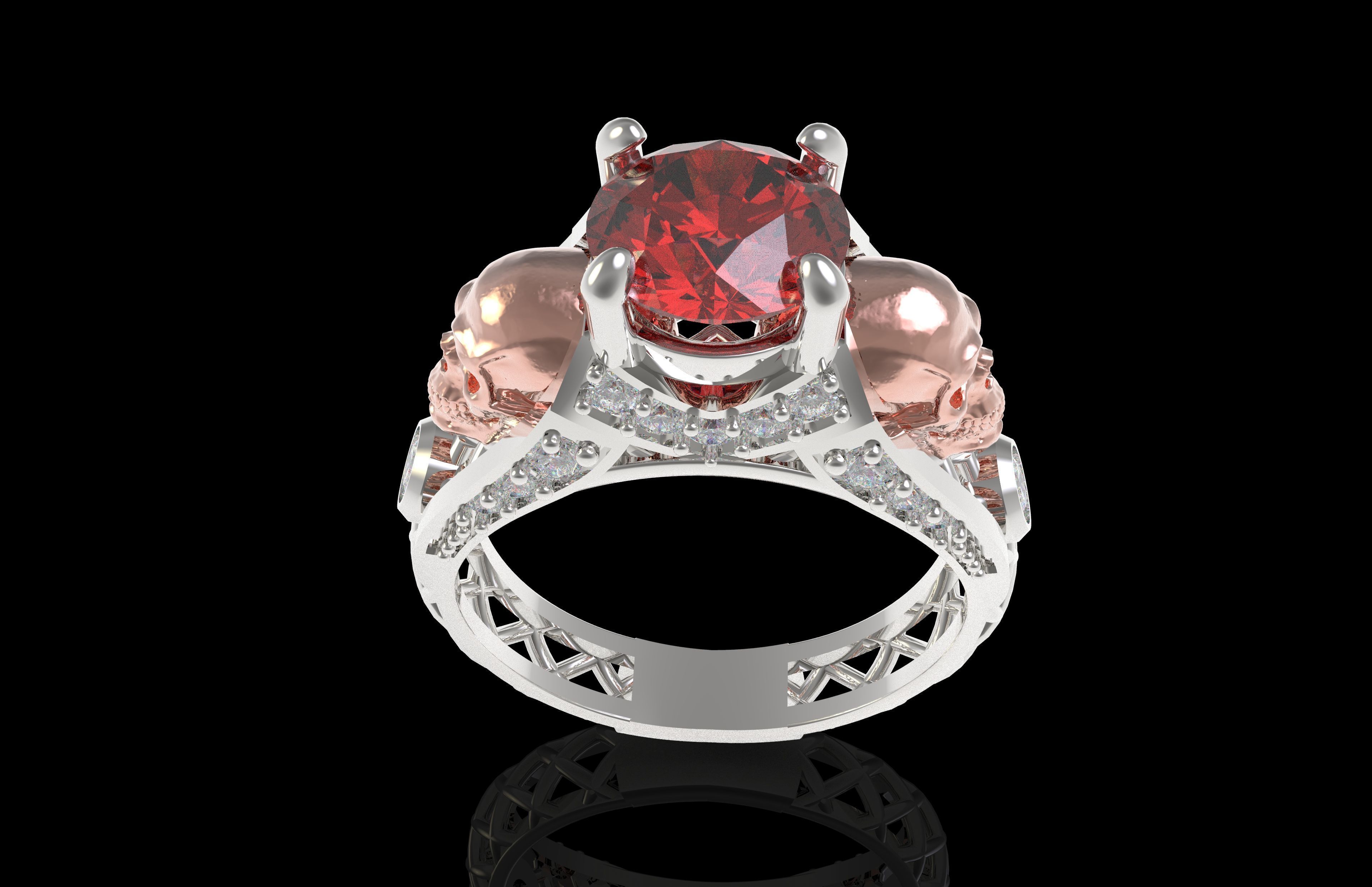 Skull Wedding Ring 3D print model_24