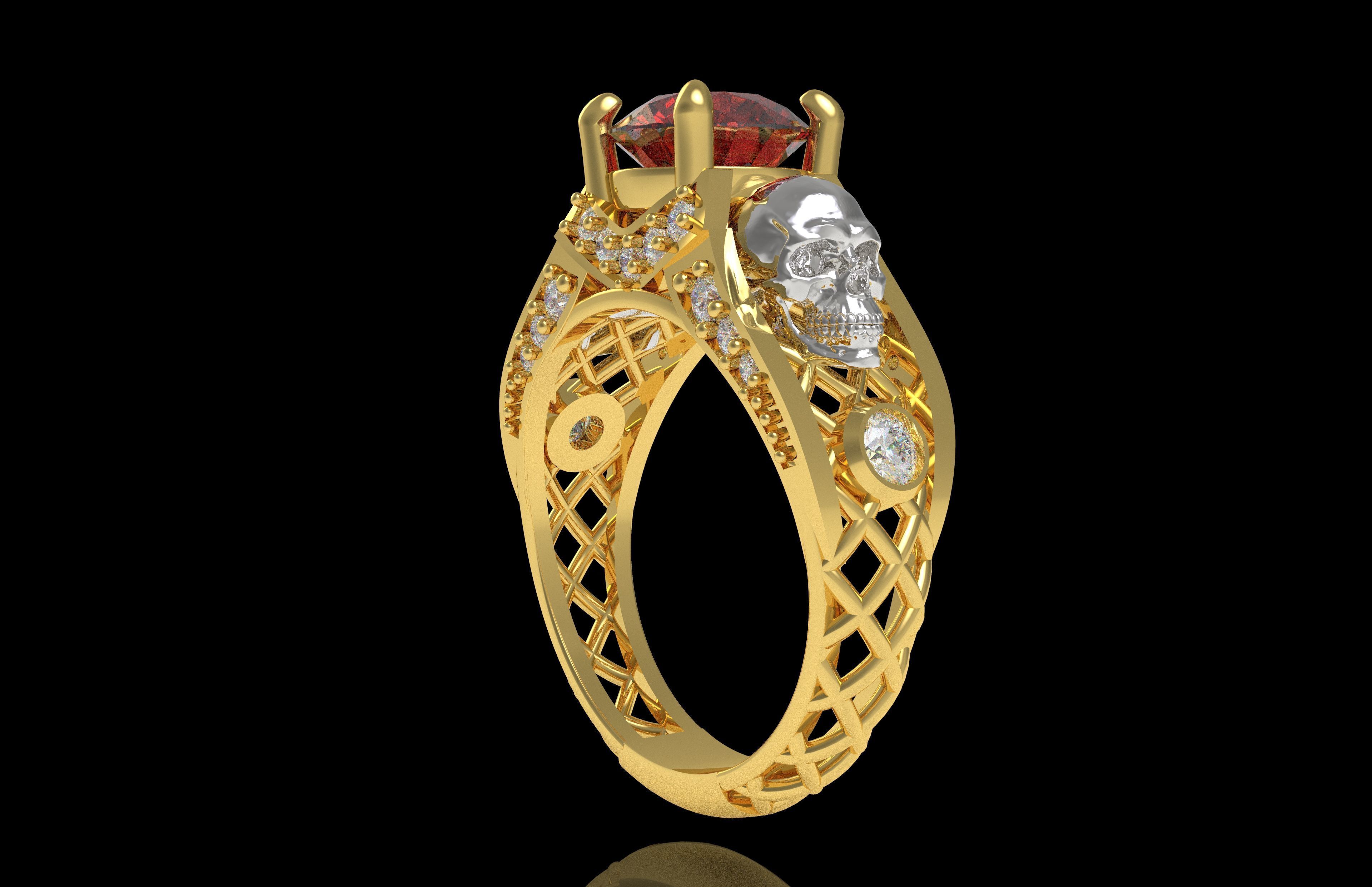 Skull Wedding Ring 3D print model_32