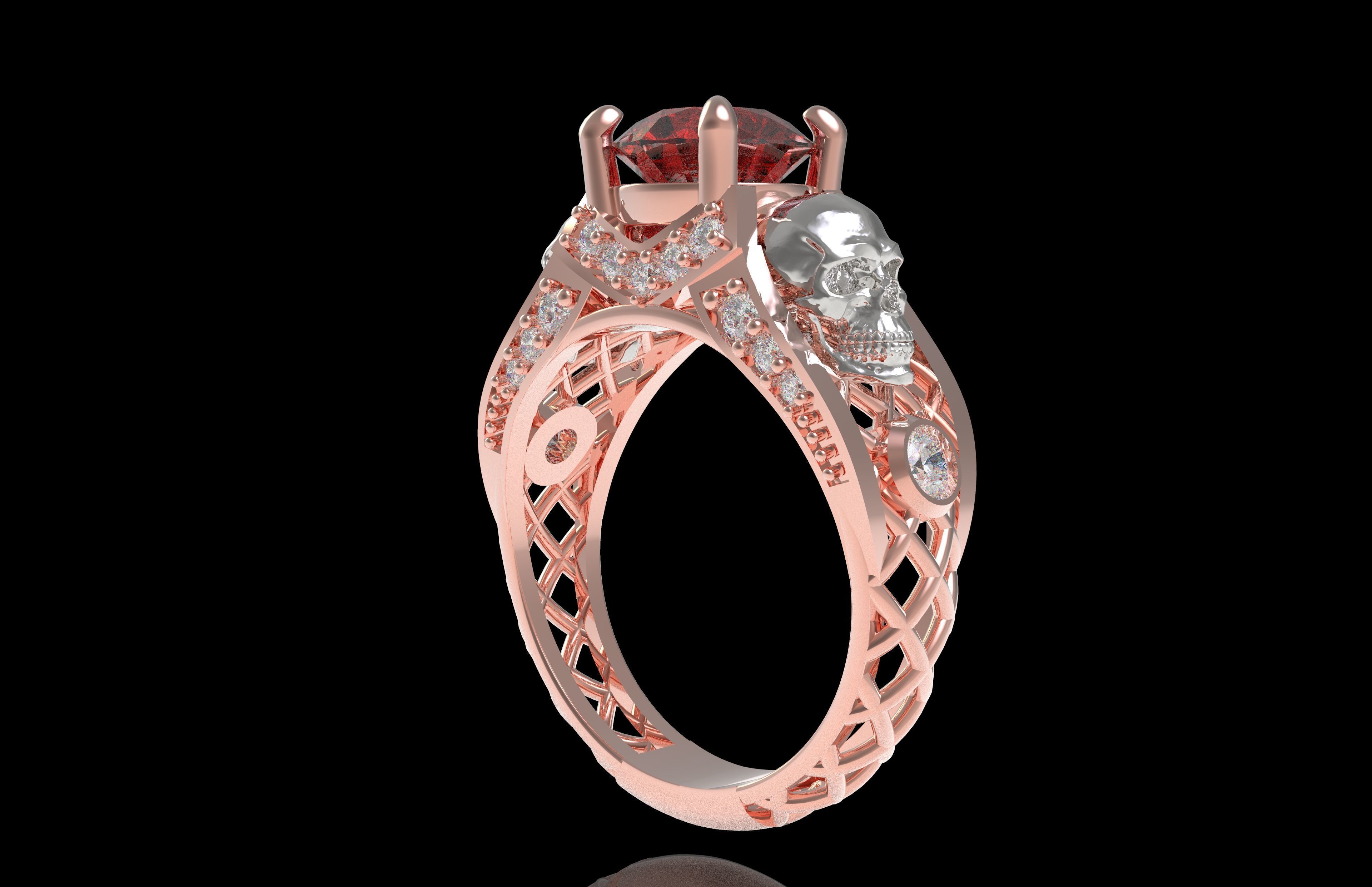Skull Wedding Ring 3D print model_22