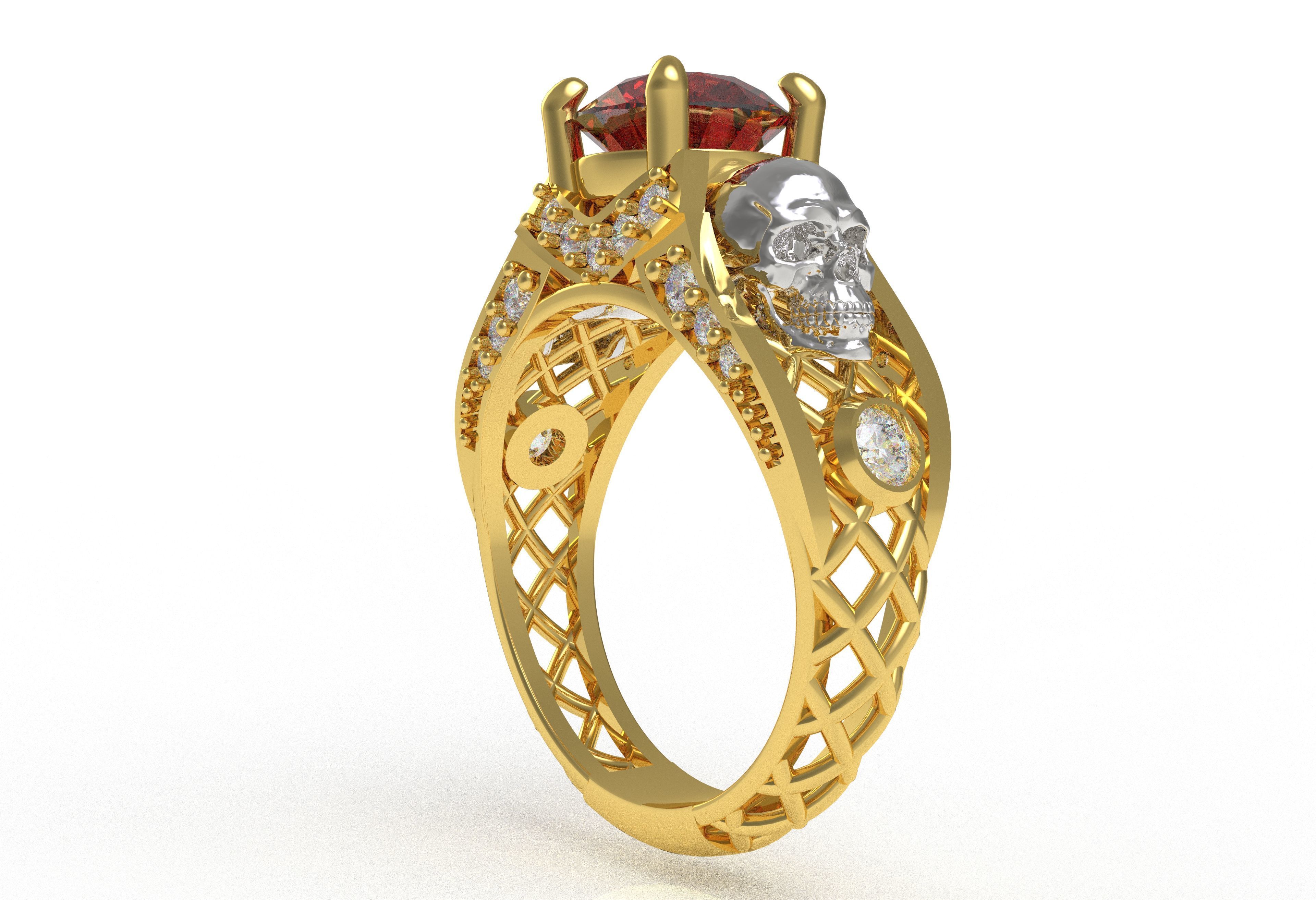 Skull Wedding Ring 3D print model_7