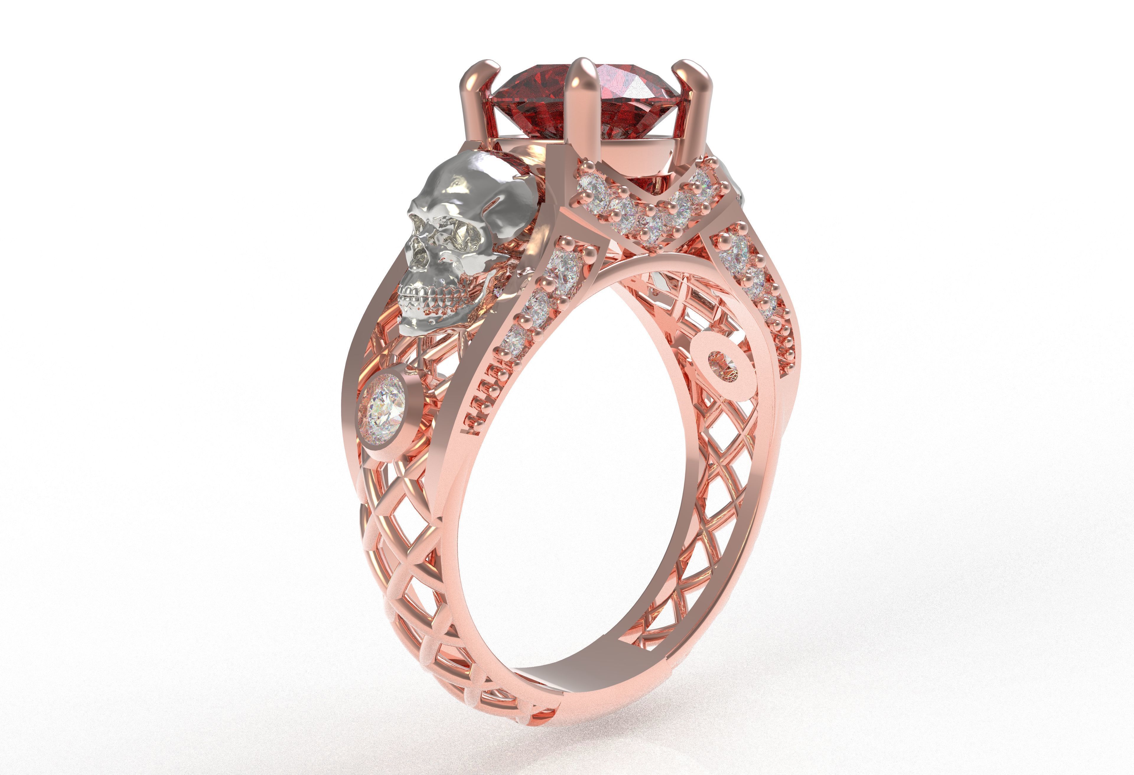 Skull Wedding Ring 3D print model_18