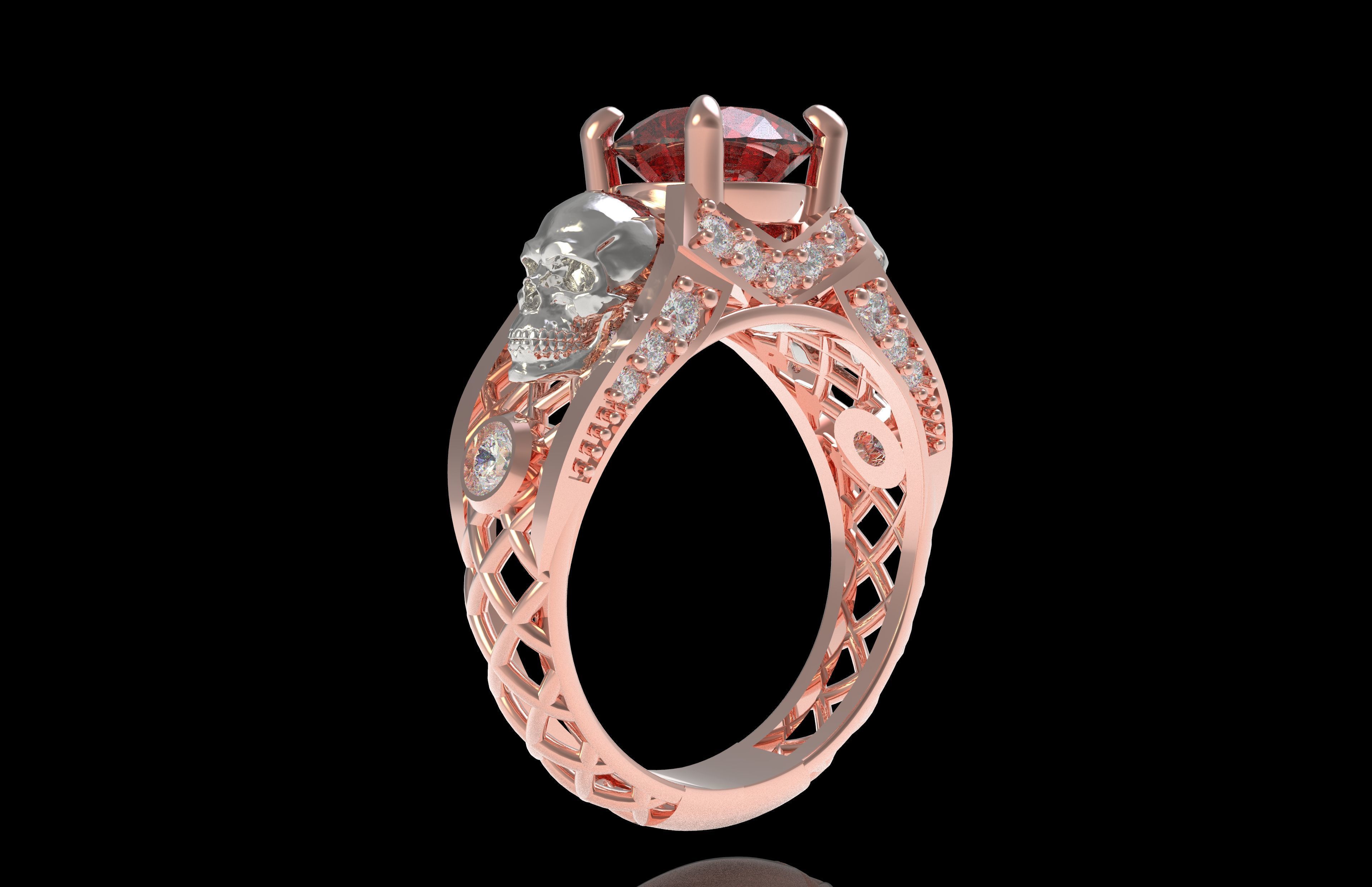 Skull Wedding Ring 3D print model_23