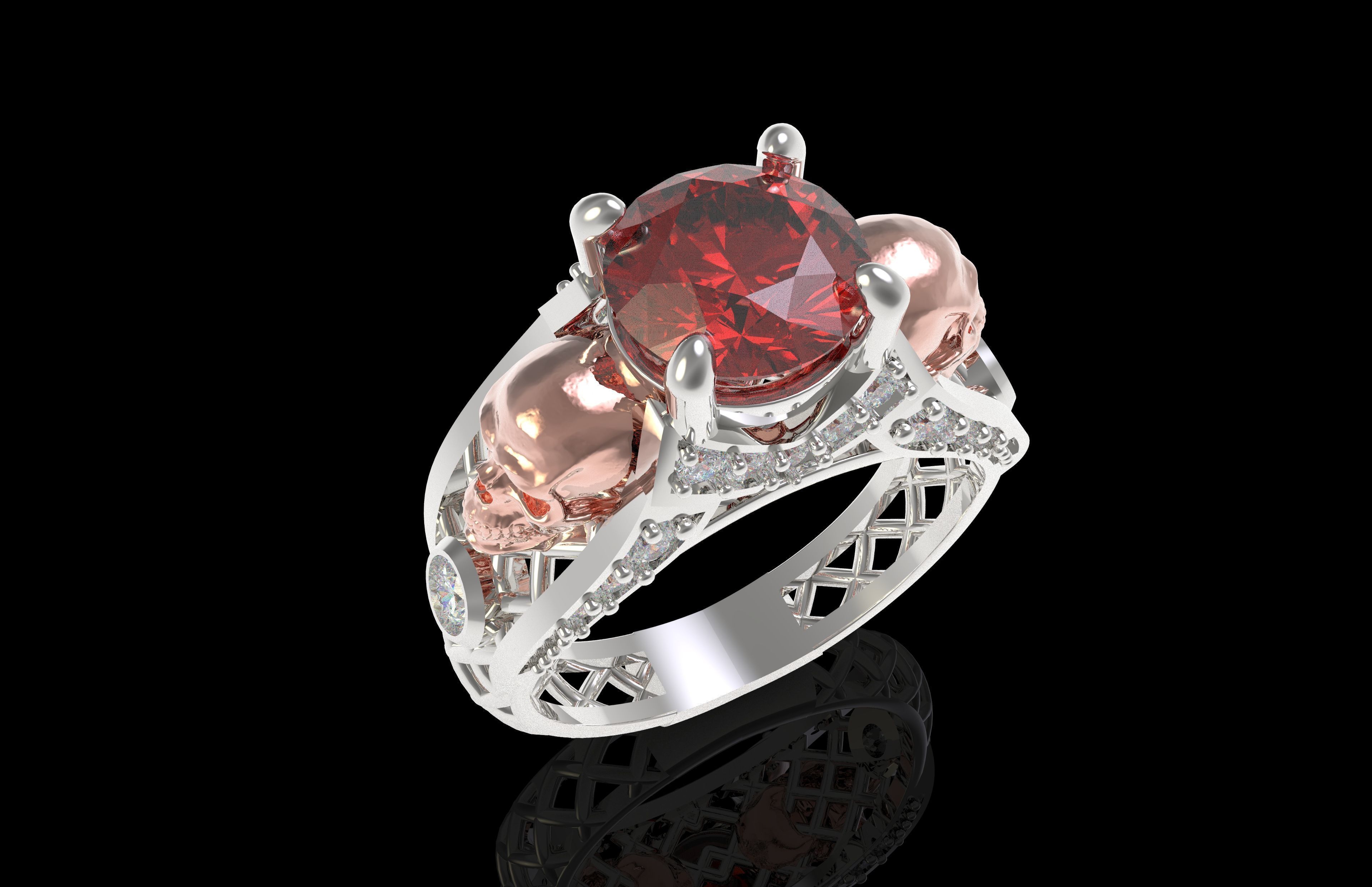 Skull Wedding Ring 3D print model_26