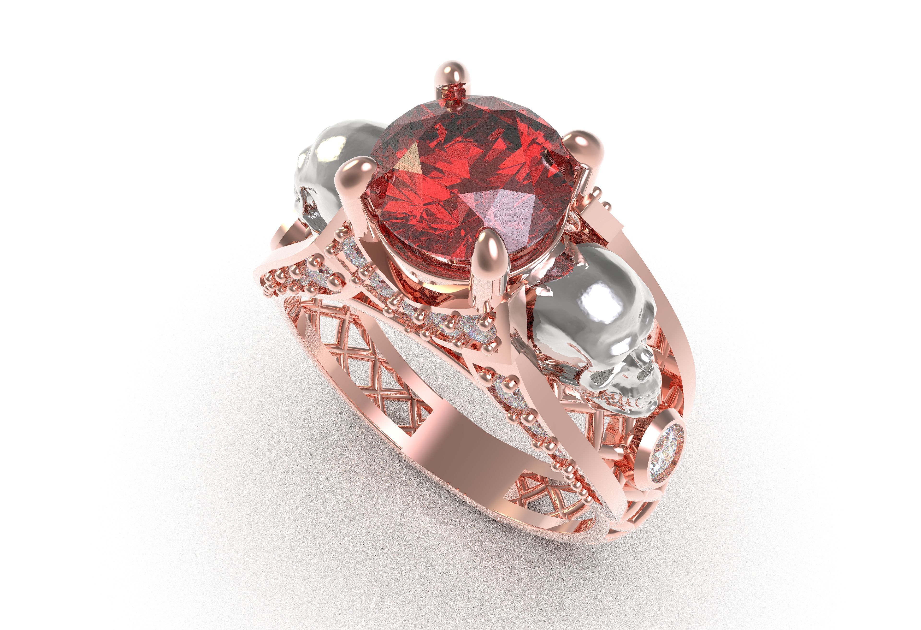 Skull Wedding Ring 3D print model_15