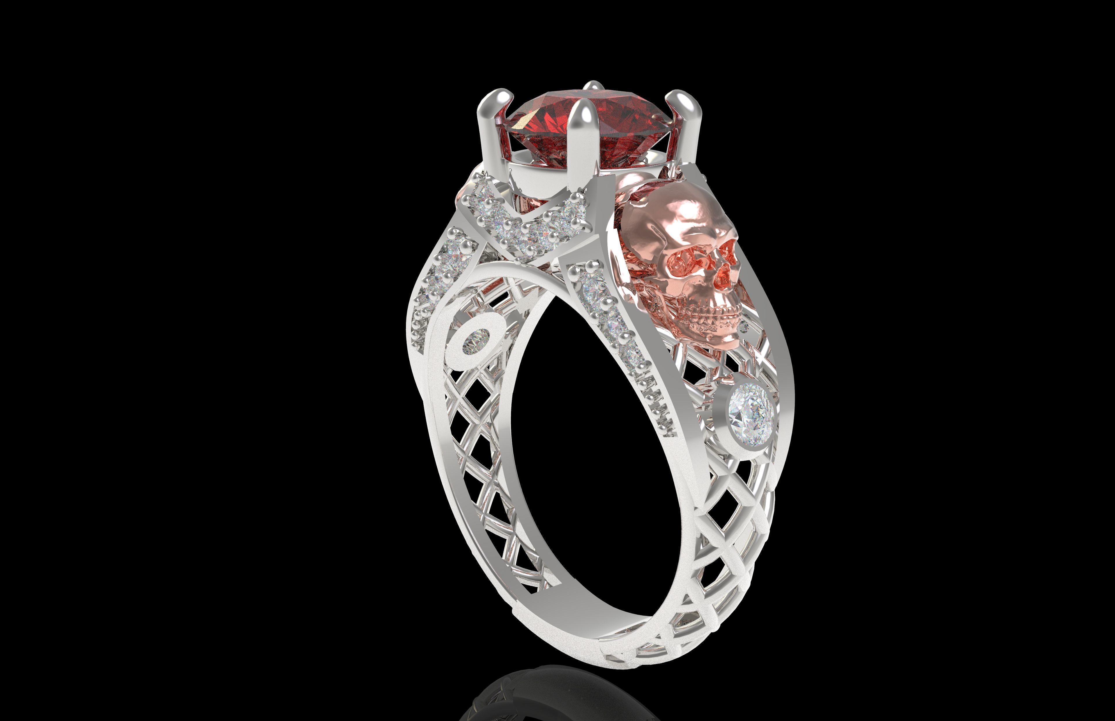 Skull Wedding Ring 3D print model_27