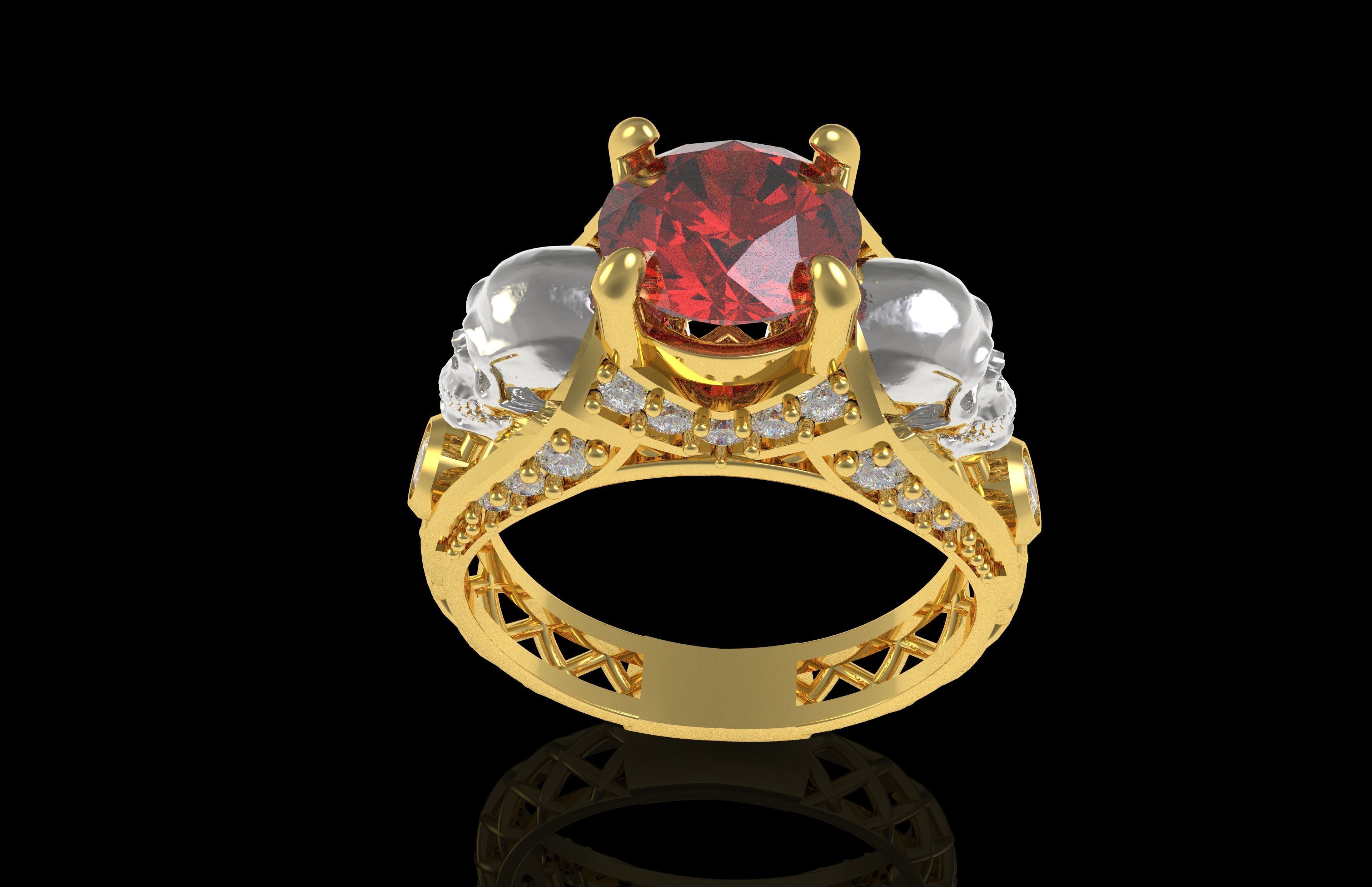 Skull Wedding Ring 3D print model_29