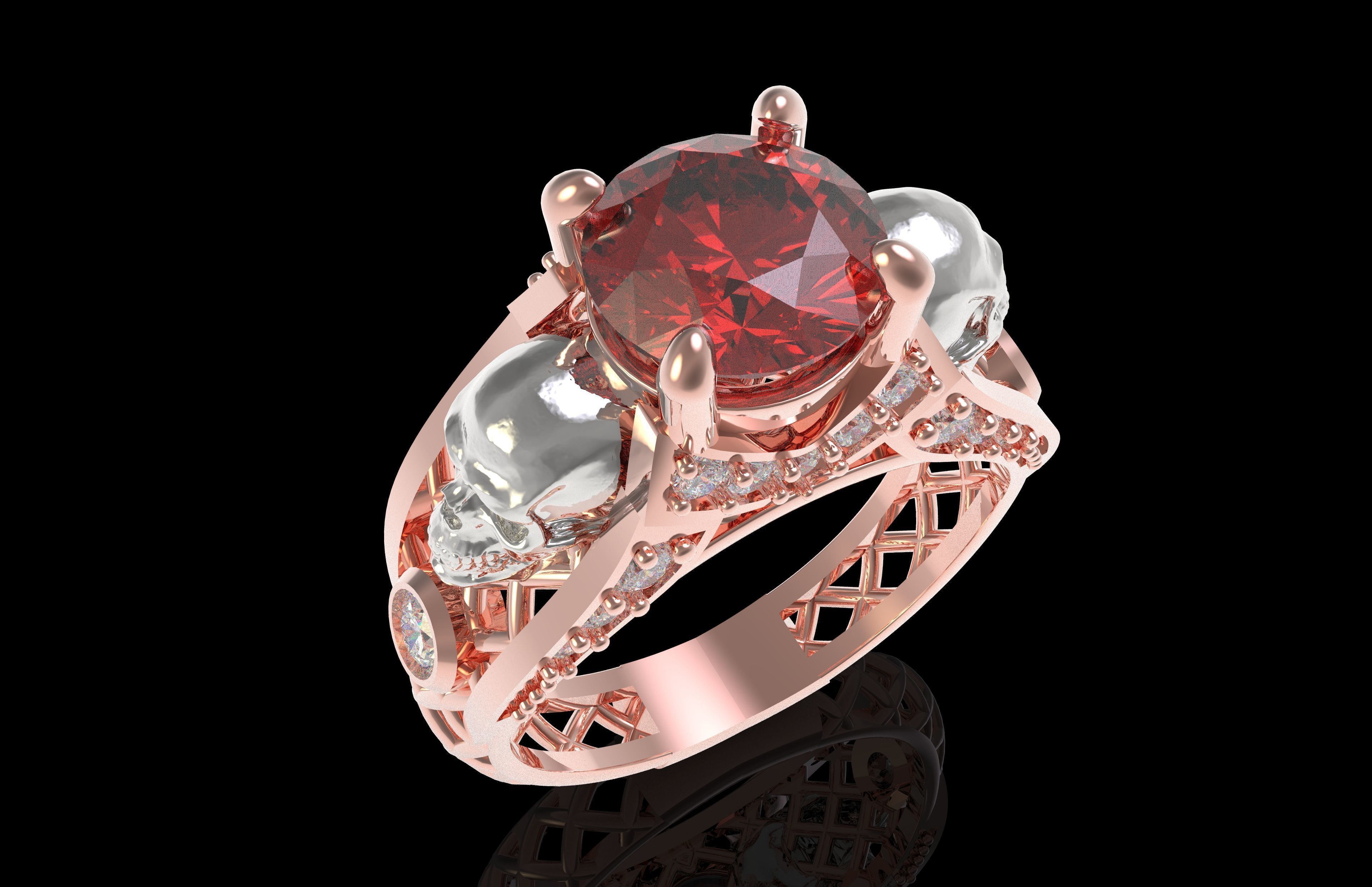 Skull Wedding Ring 3D print model_21