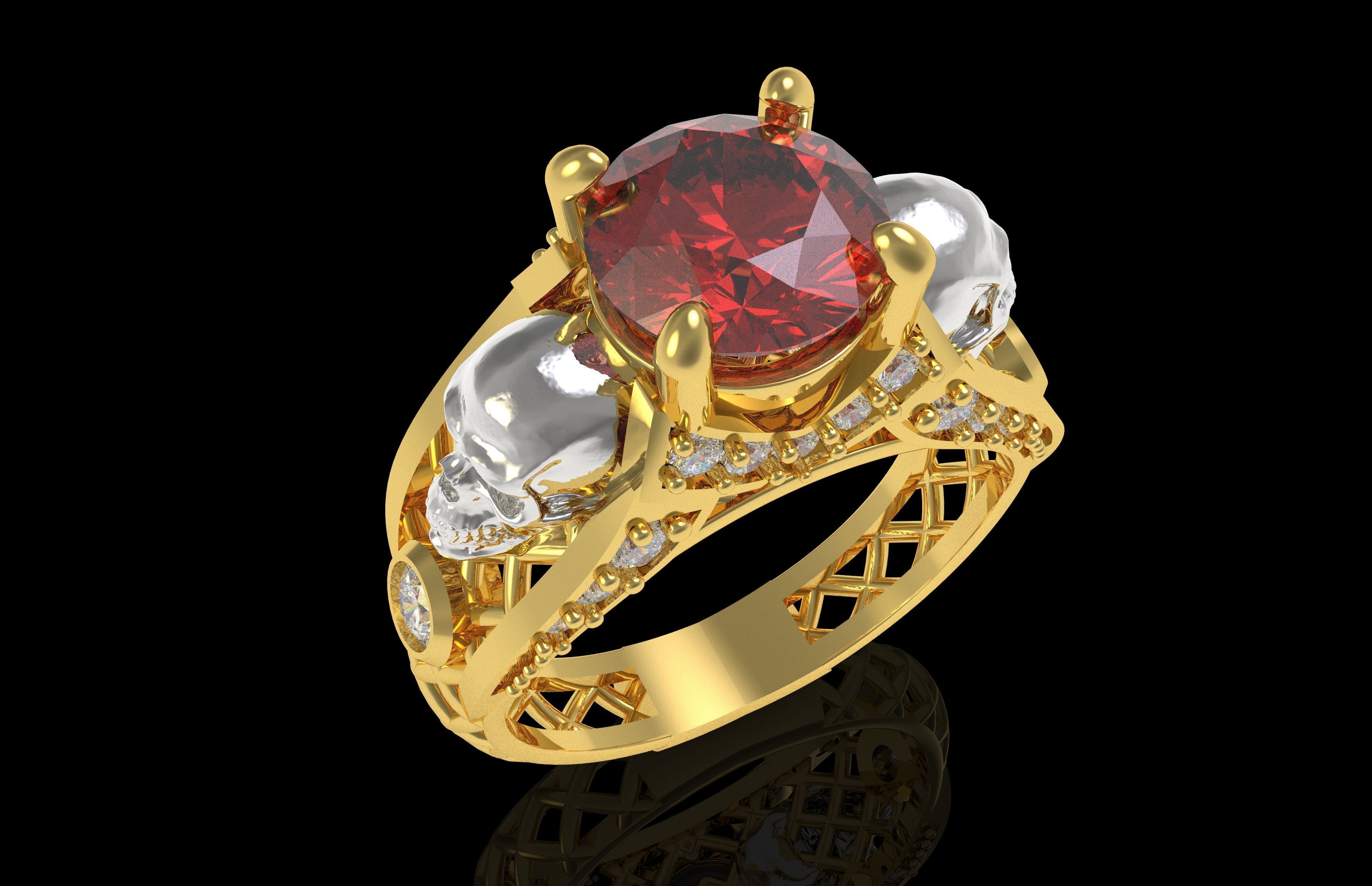 Skull Wedding Ring 3D print model_31