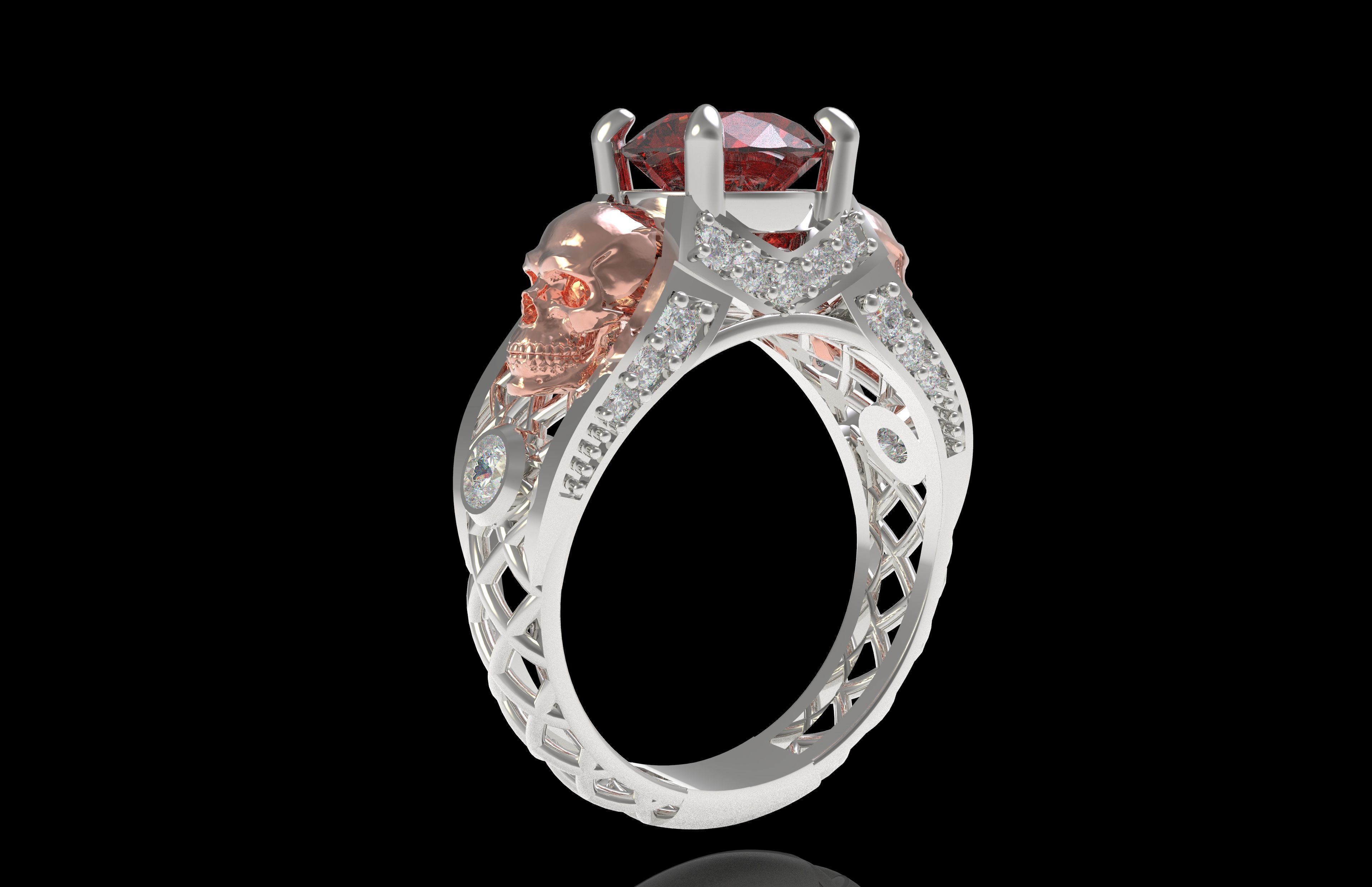 Skull Wedding Ring 3D print model_28