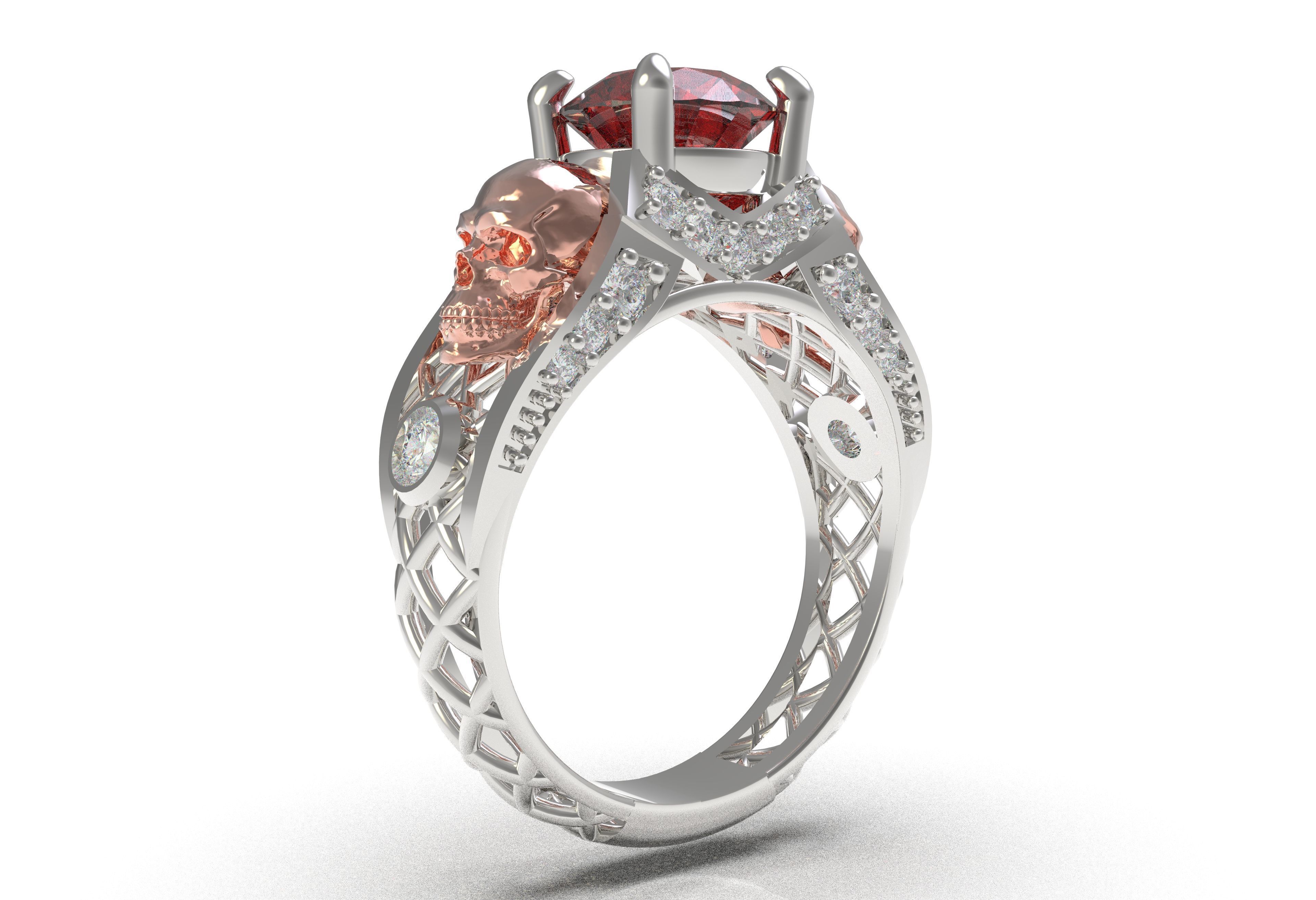 Skull Wedding Ring 3D print model_13