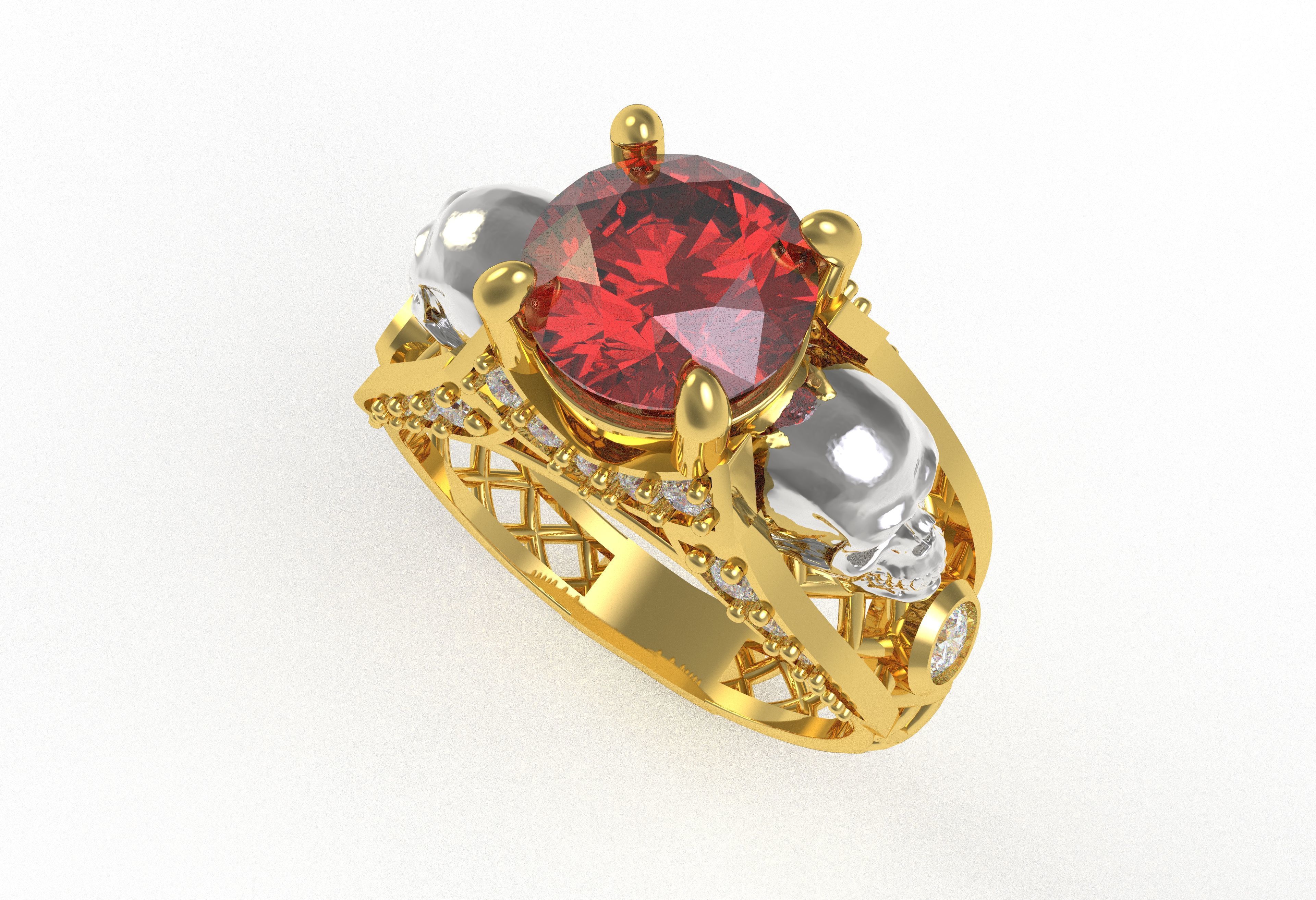 Skull Wedding Ring 3D print model_1