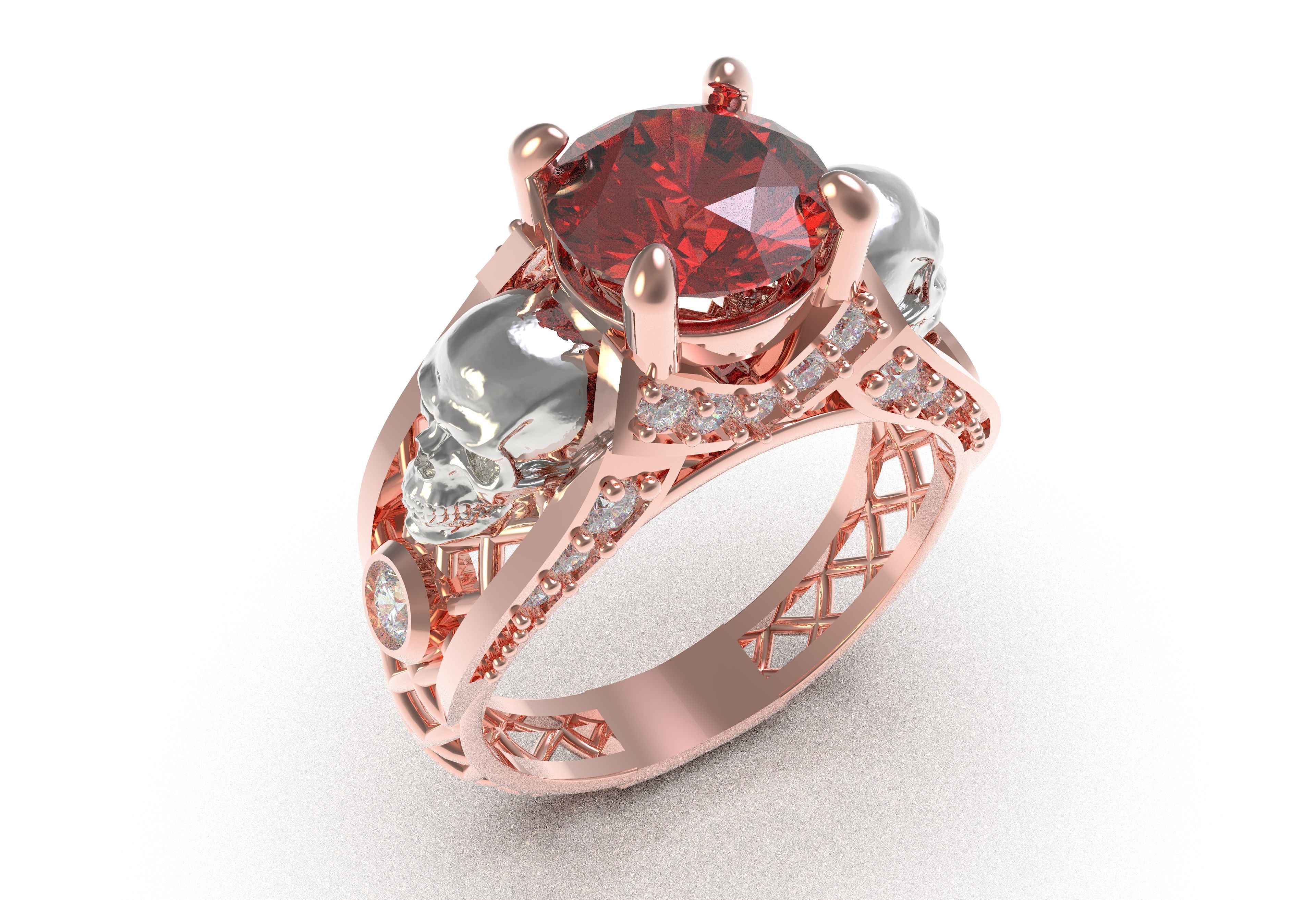 Skull Wedding Ring 3D print model_16