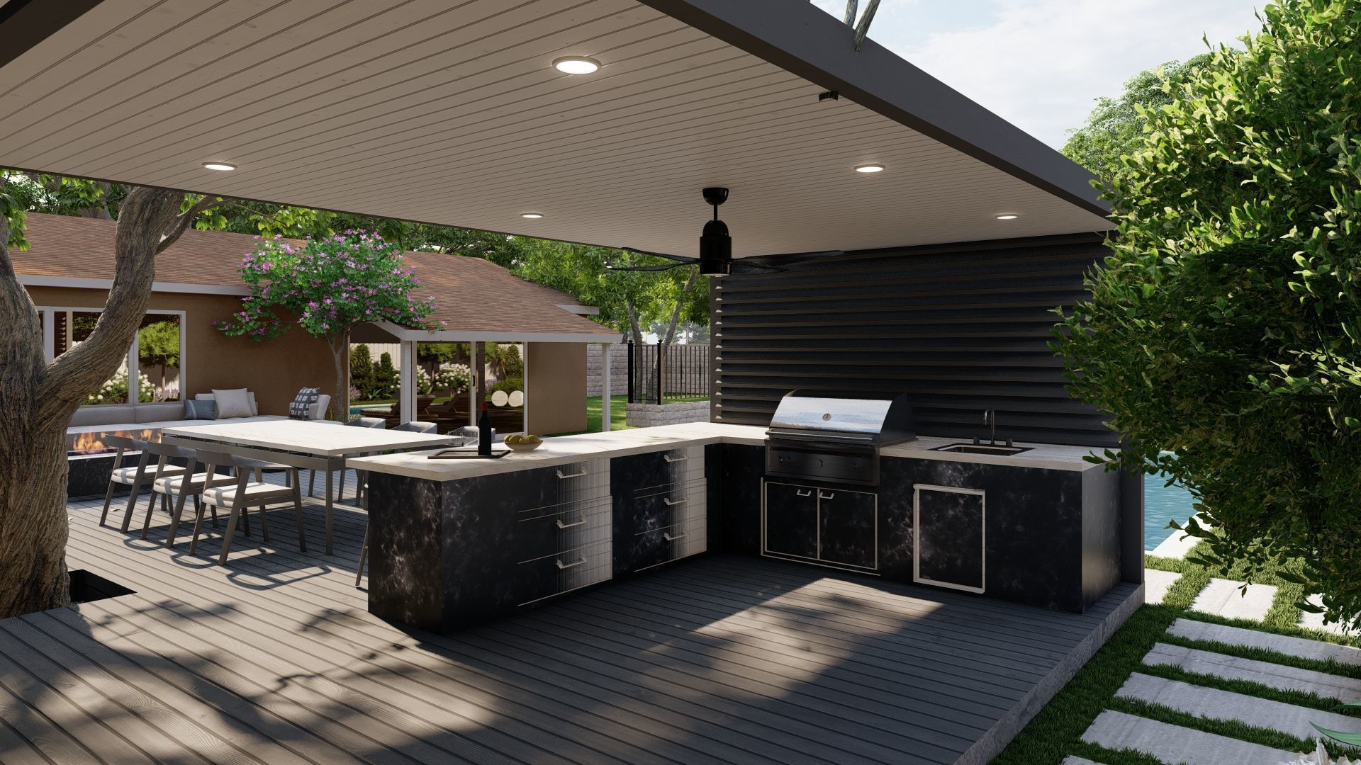 D Exterior Scene 3D model design garden and landscape  3D model_1