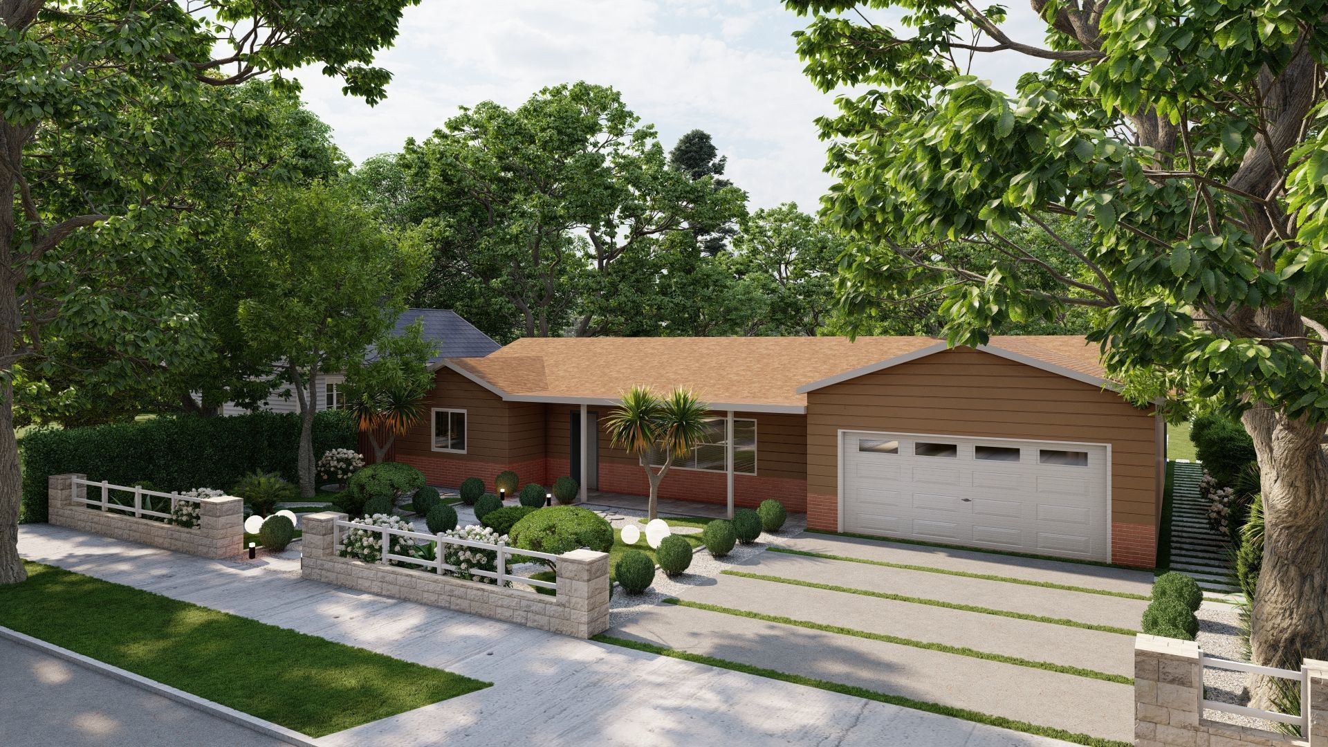 D Exterior Scene 3D model design garden and landscape  3D model_7