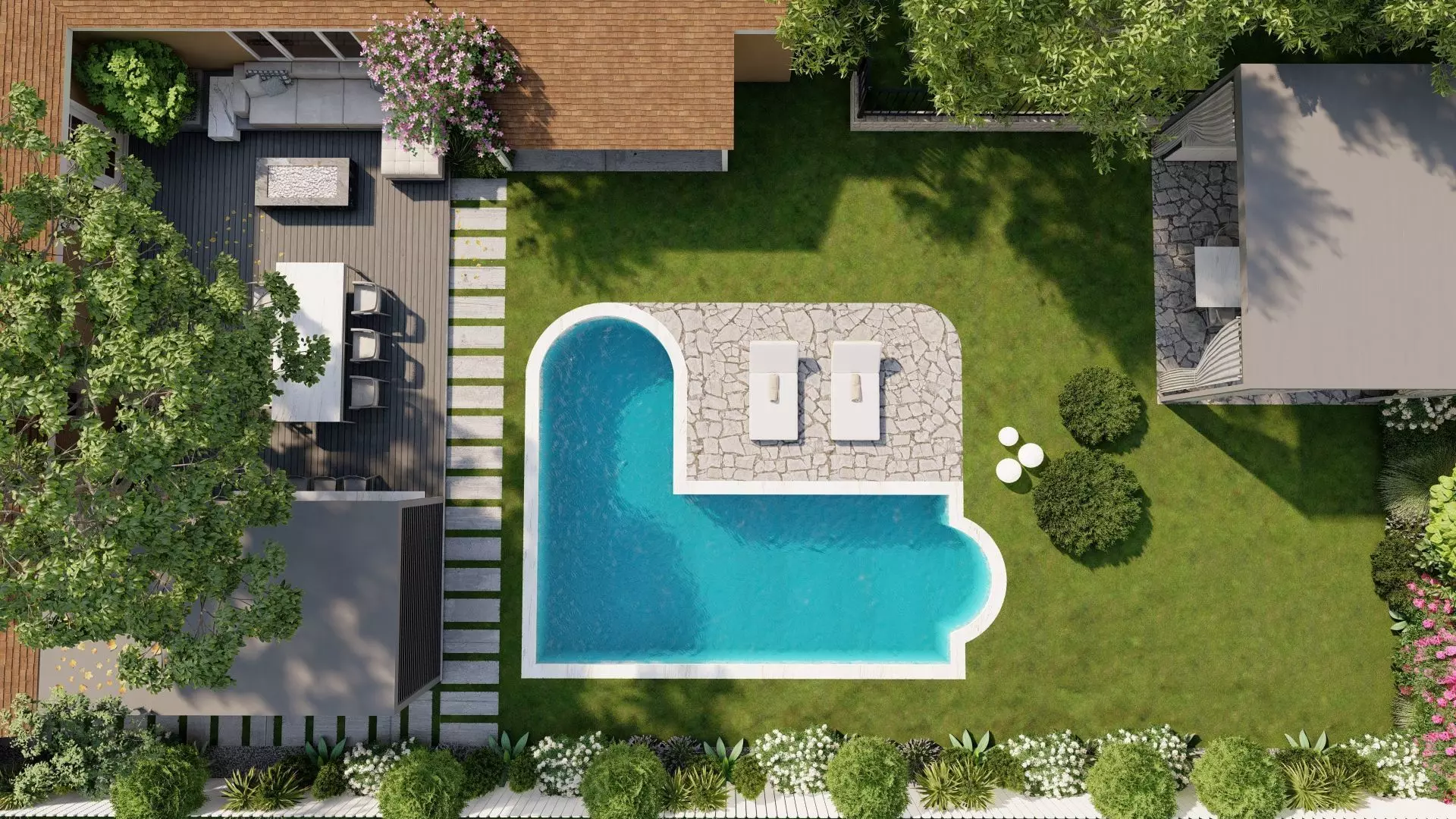 D Exterior Scene 3D model design garden and landscape  3D model_0