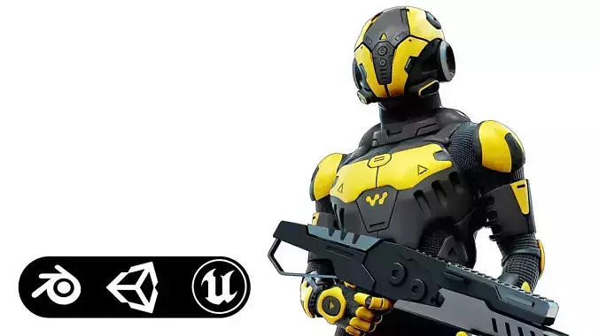 MECHA SOLDIER-K  Rigged for Unreal Engine - Unity - MIXAMO 